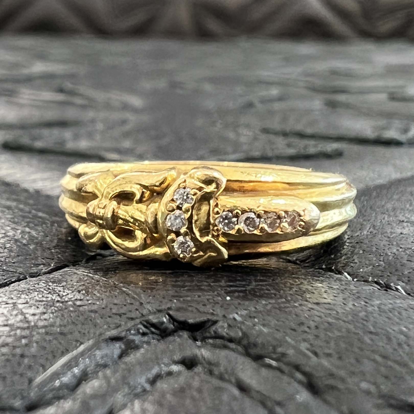 CHROME HEARTS 22K Baby Classic Dagger Ring Pave Diamond Size 5号 クロムハーツ 22K ベイビークラシック ダガーリング パヴェダイヤモンド サイズ5号