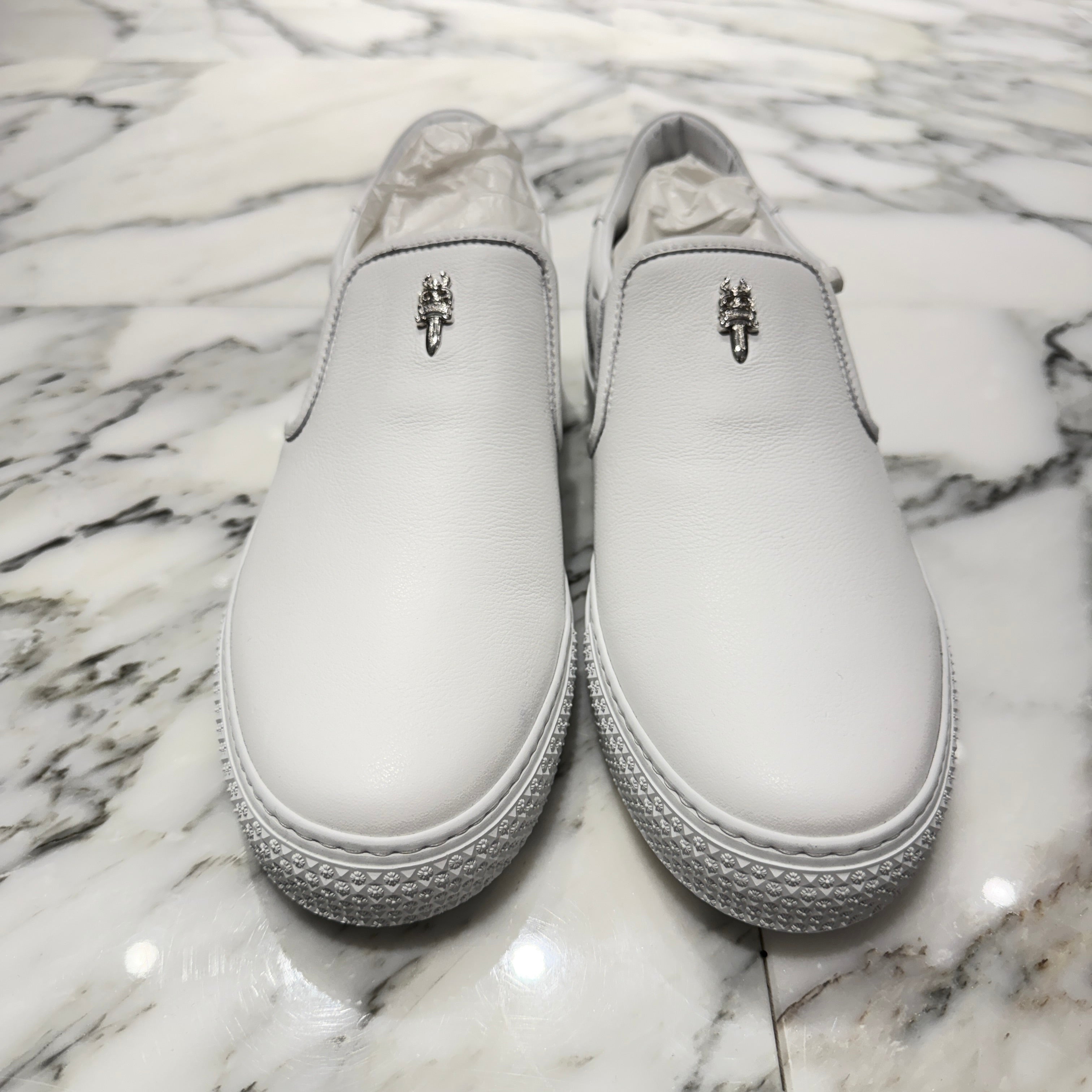CHROME HEARTS CH Plus Leather Patch Dagger Slip On Size 42 クロムハーツ CHプラス レザーパッチ ダガー スリッポン サイズ42