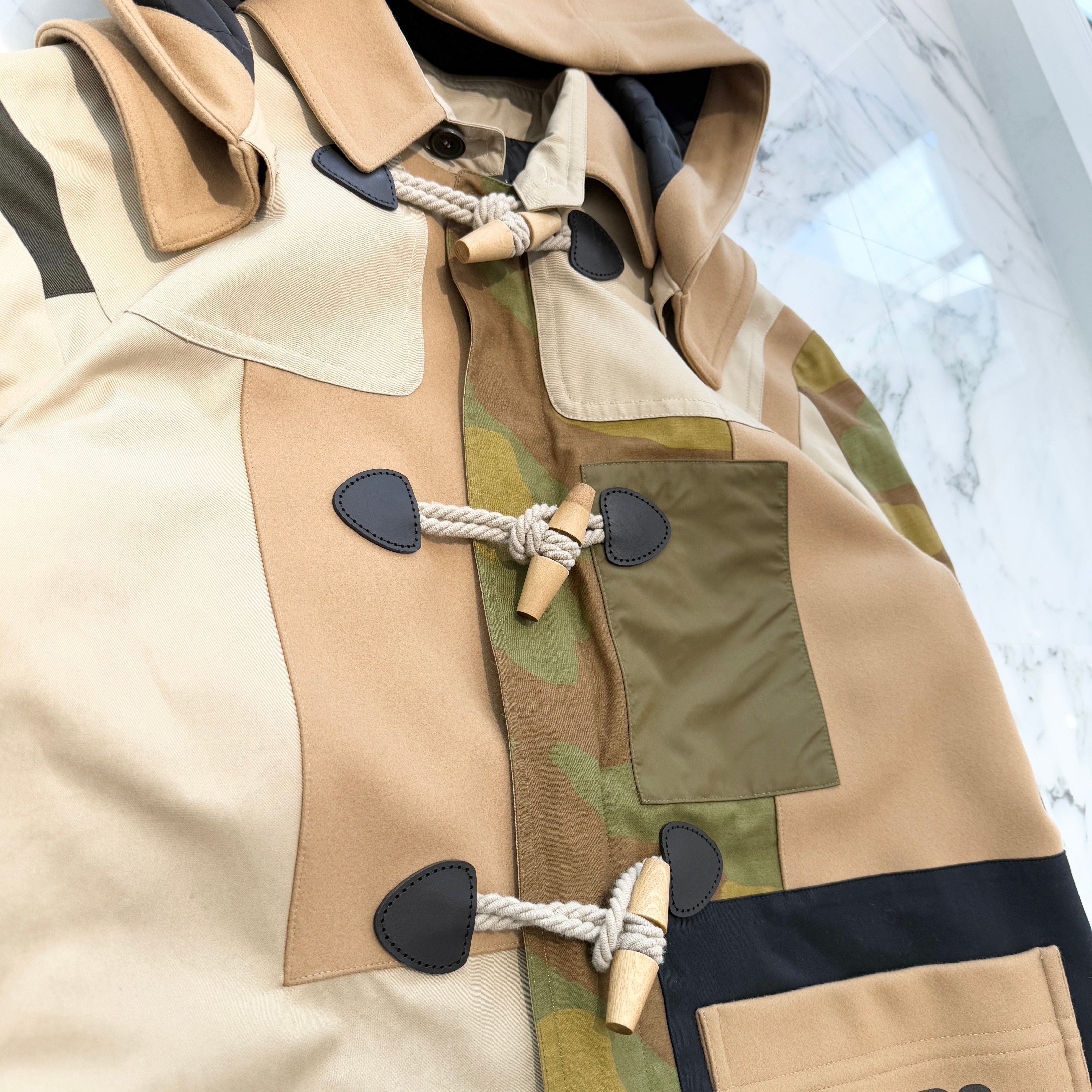 Dsquared2 2021AW Camouflage Patch Work Wool Down Duffle Coat S74AA0234 Size 56 ディースクエアード カモフラージュ パッチワーク ウールダウン ダッフルコート サイズ56
