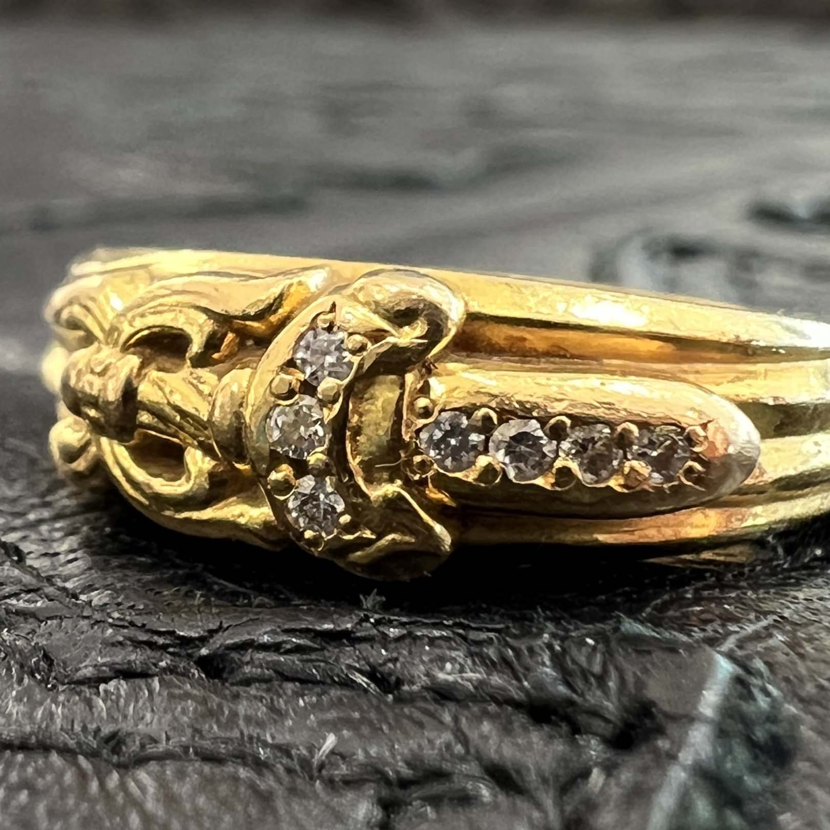 CHROME HEARTS 22K Baby Classic Dagger Ring Pave Diamond Size 5号