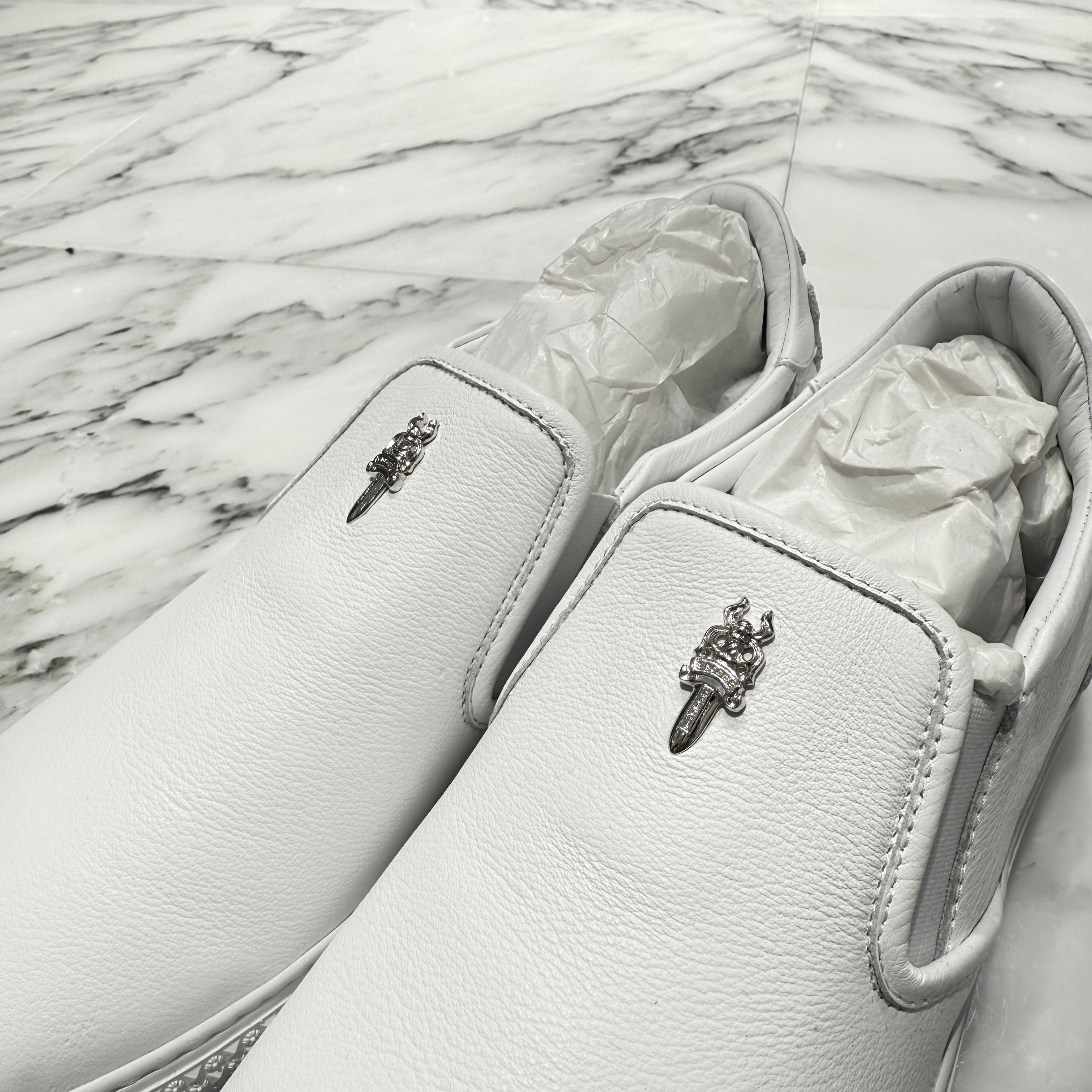 CHROME HEARTS CH Plus Leather Patch Dagger Slip On Size 43 クロムハーツ CHプラス レザーパッチ ダガー スリッポン サイズ43