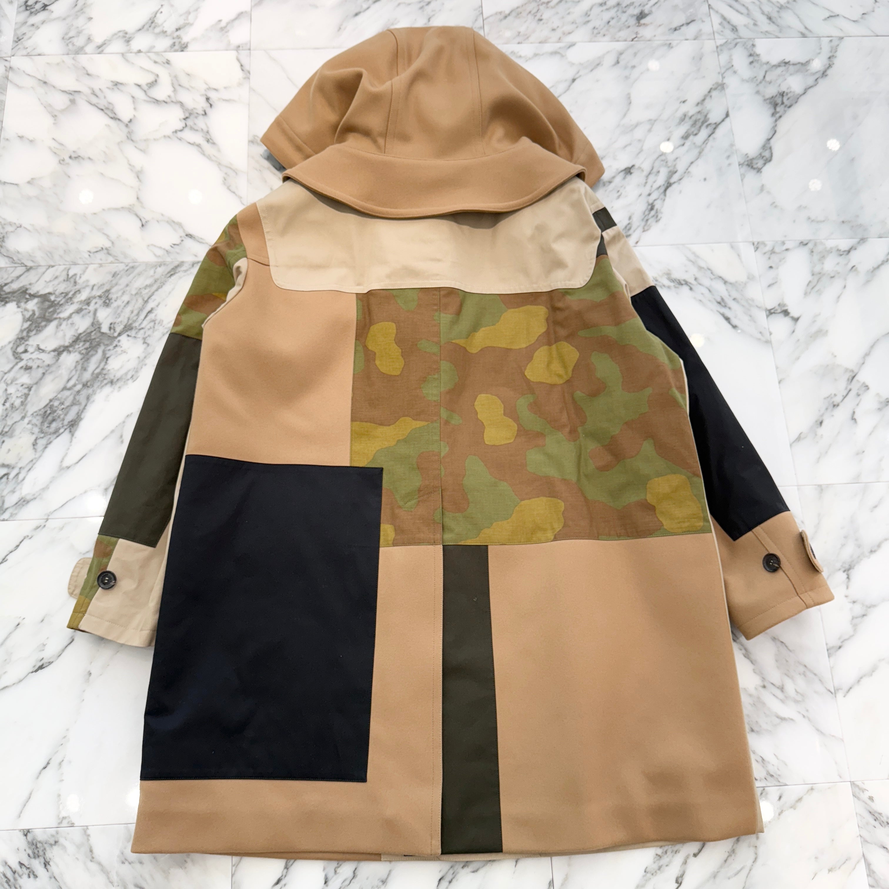 Dsquared2 2021AW Camouflage Patch Work Wool Down Duffle Coat S74AA0234 Size 56 ディースクエアード カモフラージュ パッチワーク ウールダウン ダッフルコート サイズ56