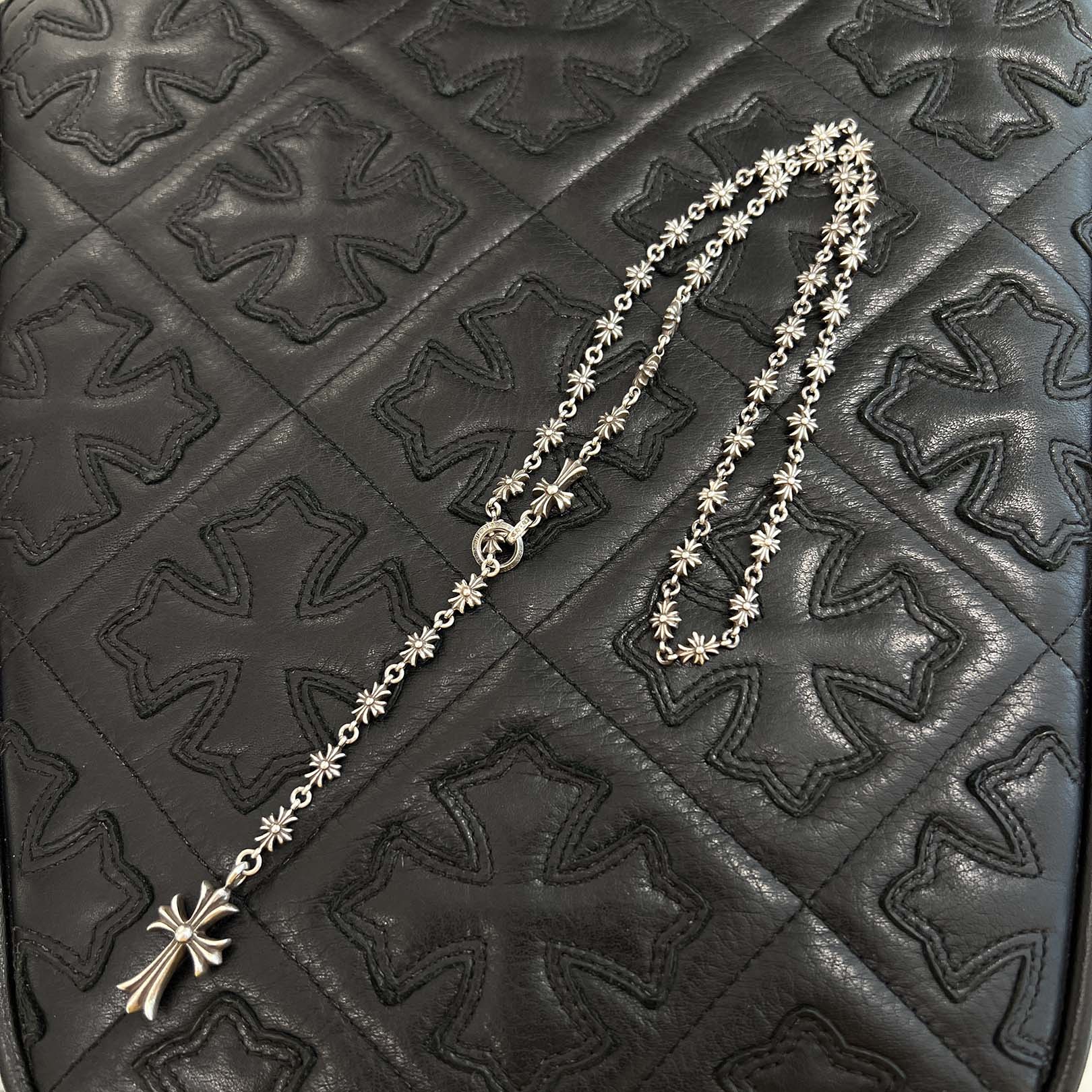 CHROME HEARTS Rosary Chalk CH Plus Chain Necklace クロムハ―ツ ロザリオ チョーク CHプラス チェーン ネックレス