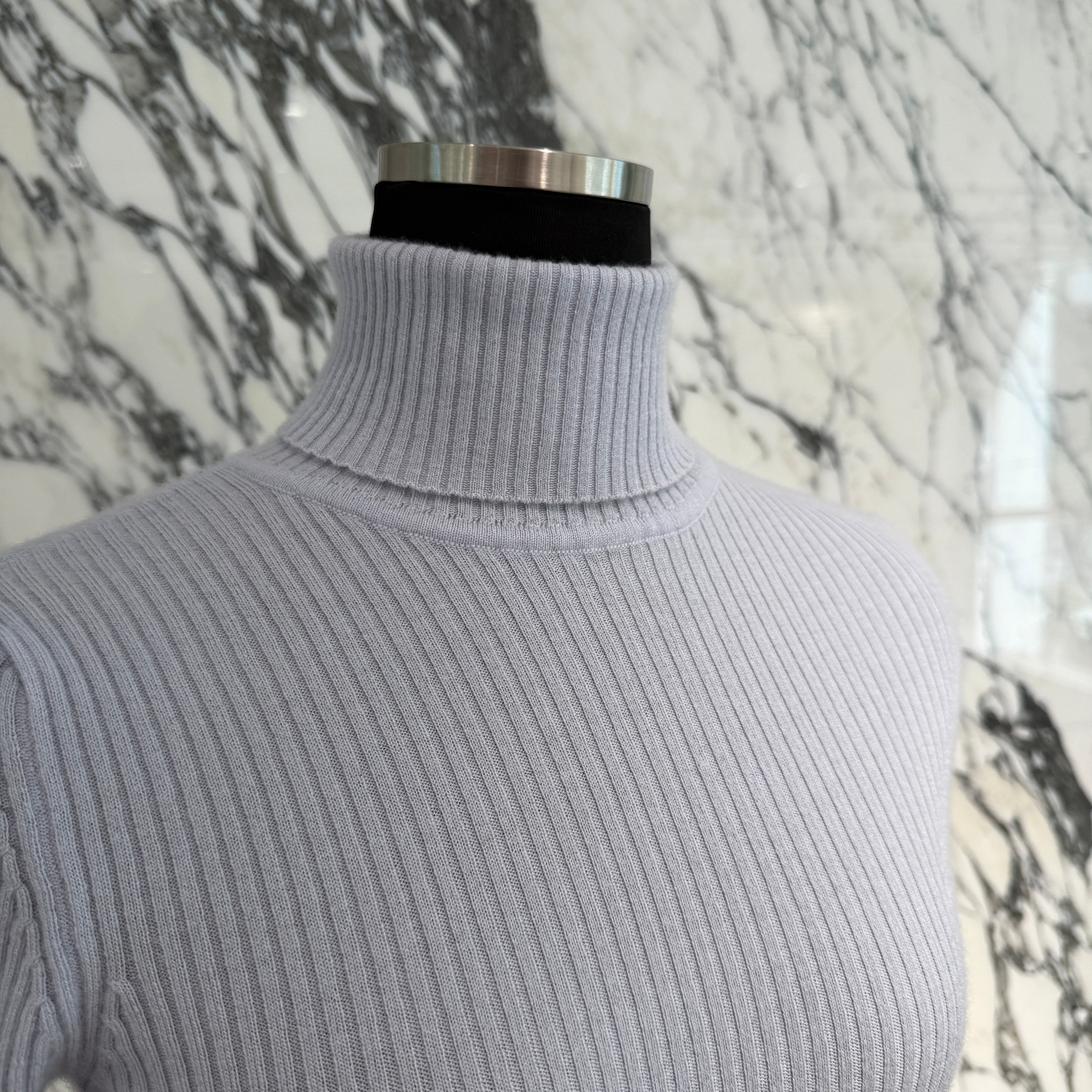 CHROME HEARTS Y NOT Cemetery Cross Leather Patch Cashmere Turtle Neck Knit Tee Size S クロムハーツ ワイノット セメタリークロスパッチ カシミヤ タートルネック ニットTシャツ サイズS