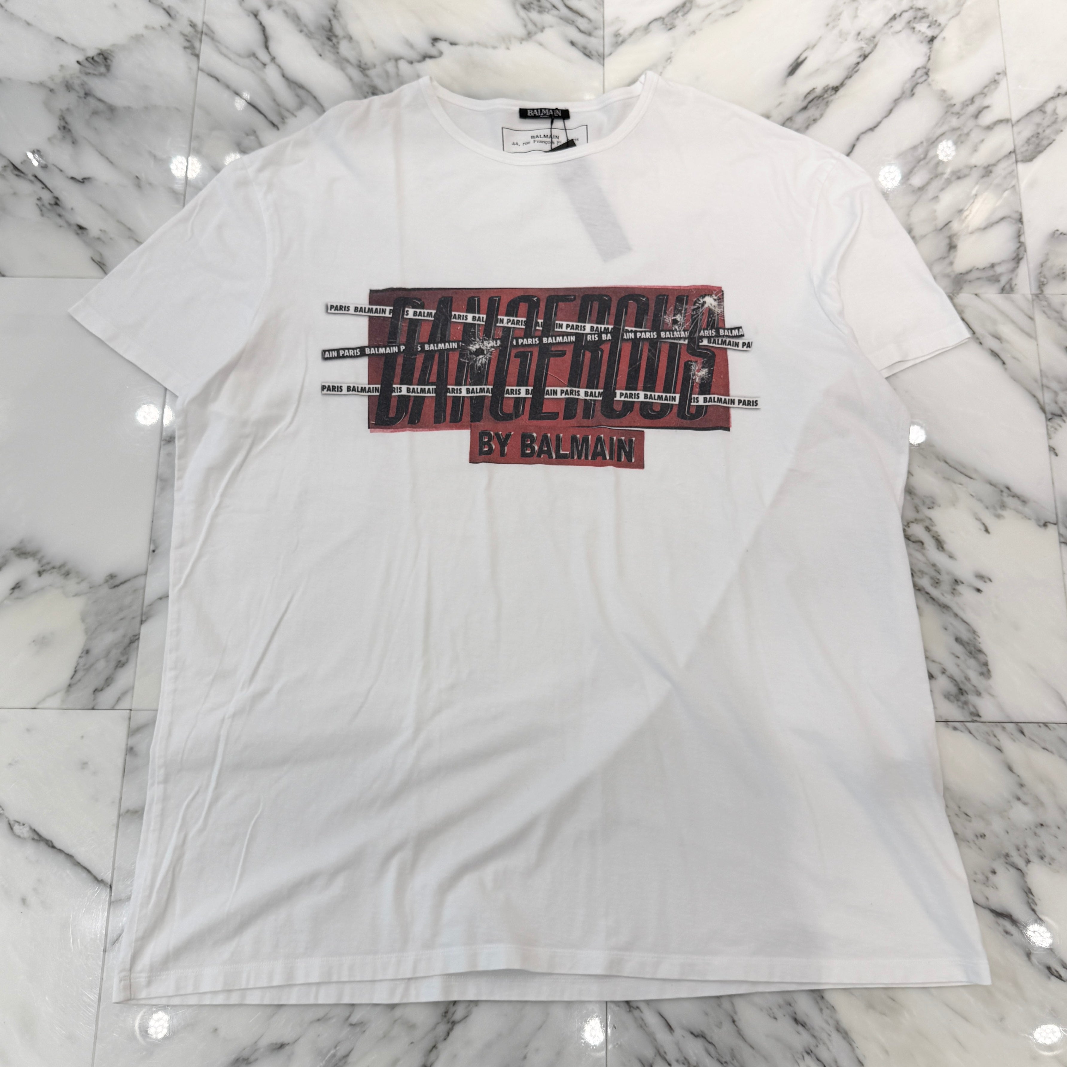 BALMAIN Dangerous Print Tee RH01060I150 Size XL バルマン デンジャラスプリントTシャツ サイズXL