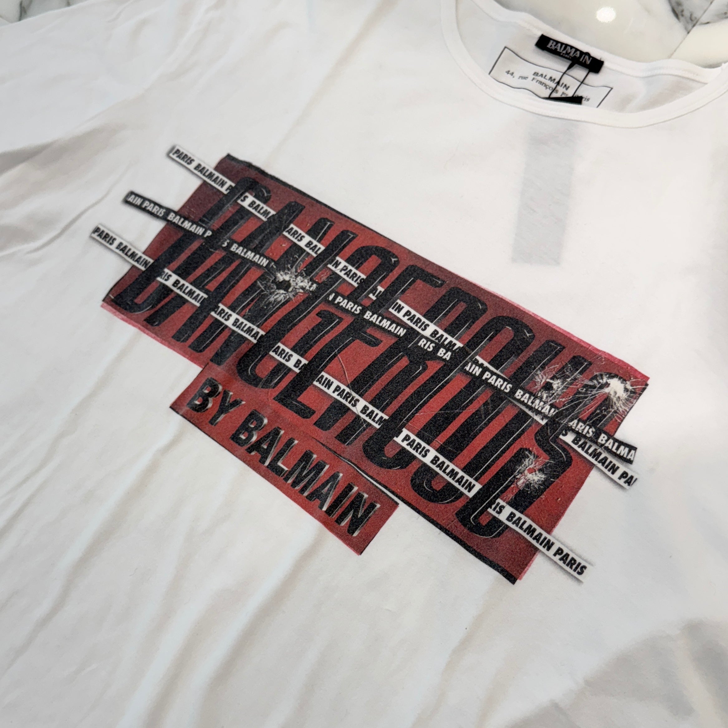 BALMAIN Dangerous Print Tee RH01060I150 Size XL バルマン デンジャラスプリントTシャツ サイズXL