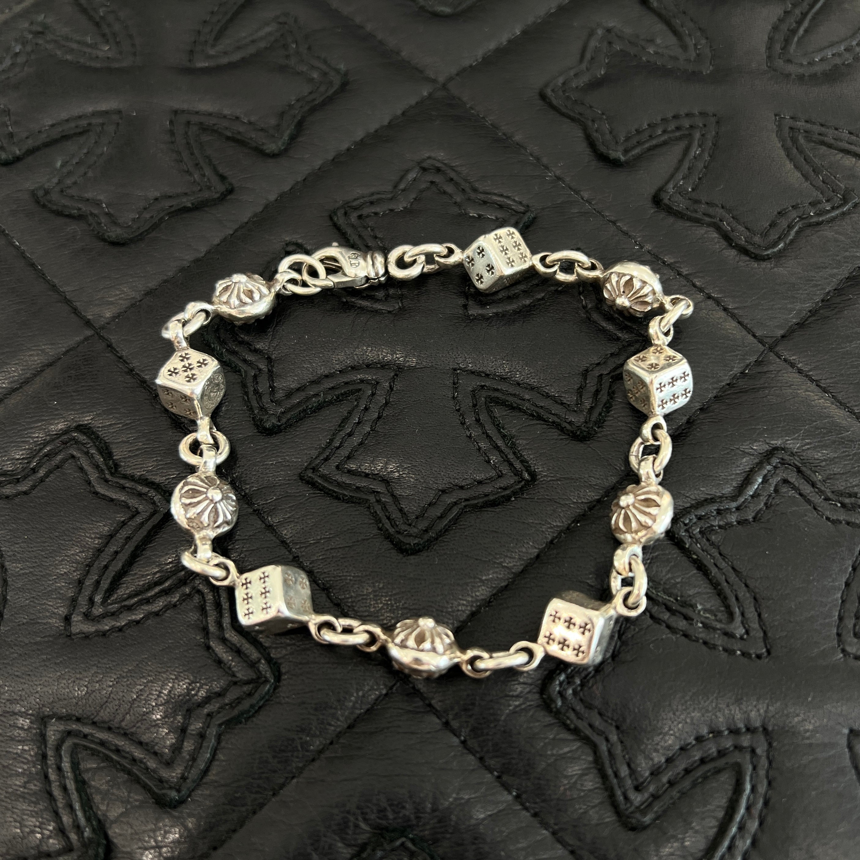 CHROME HEARTS DICE Cross Ball Silver Bracelet Size 10 LINK クロムハーツ ダイス クロスボール シルバー ブレスレット サイズ10リンク