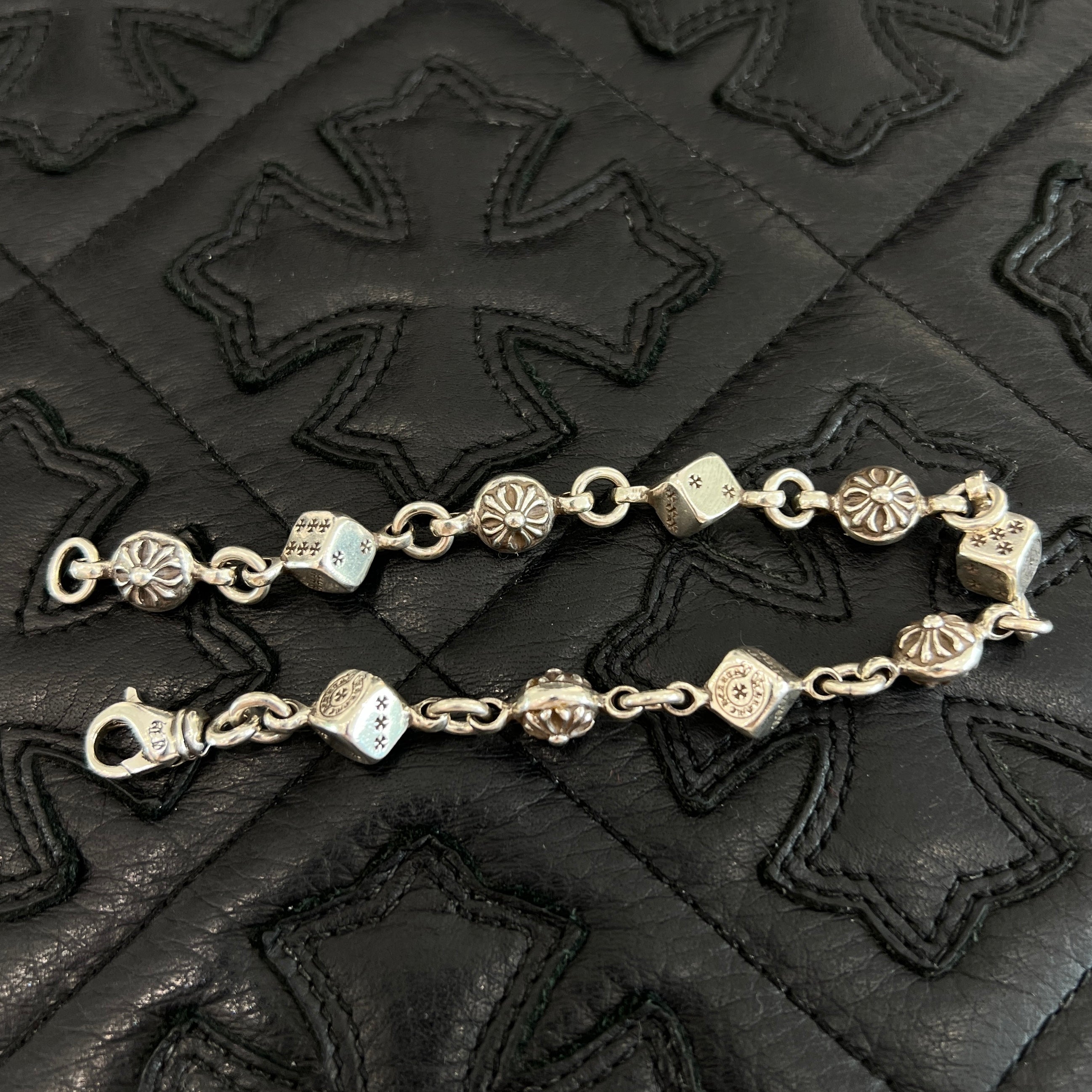 CHROME HEARTS DICE Cross Ball Silver Bracelet Size 10 LINK クロムハーツ ダイス クロスボール シルバー ブレスレット サイズ10リンク