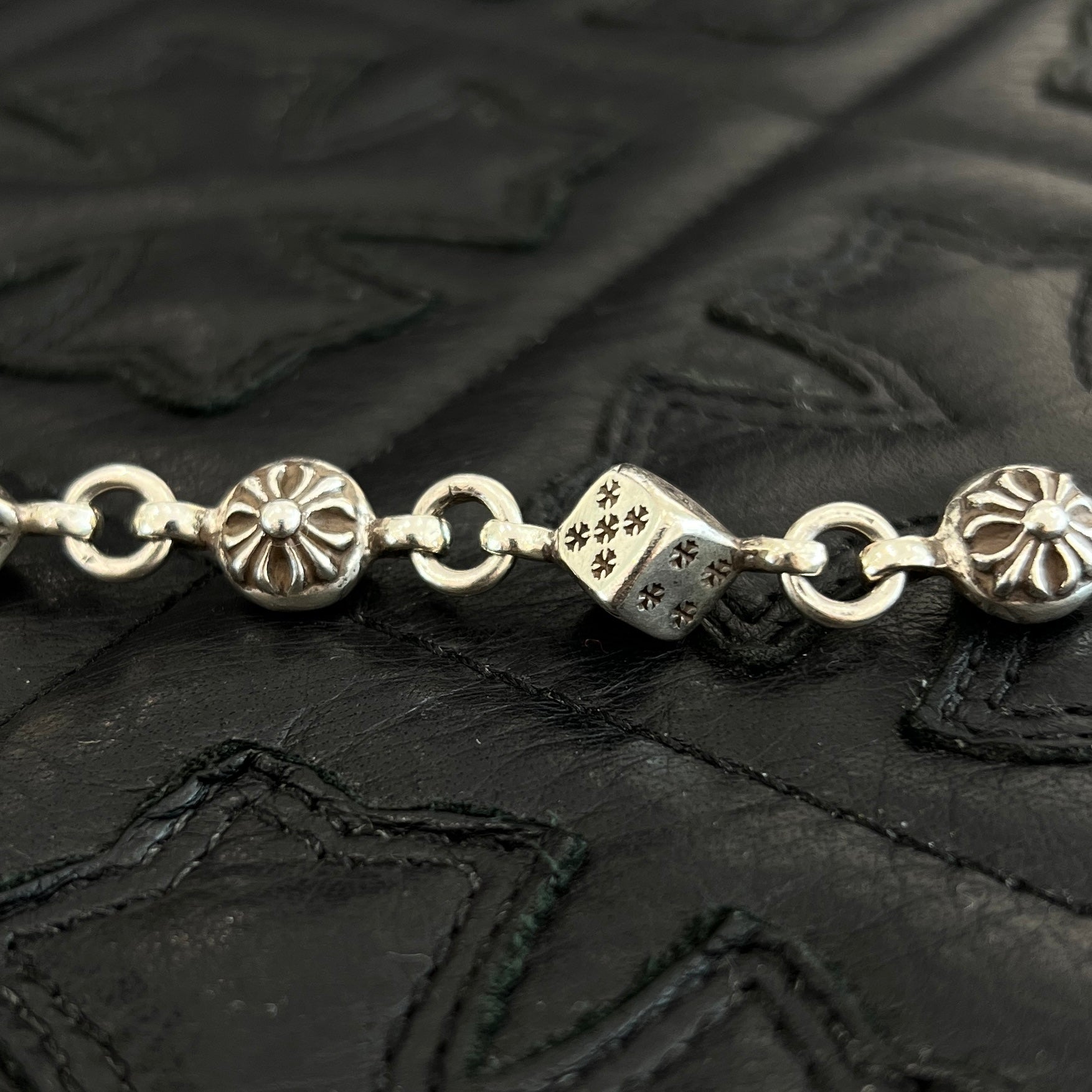 CHROME HEARTS DICE Cross Ball Silver Bracelet Size 10 LINK クロムハーツ ダイス クロスボール シルバー ブレスレット サイズ10リンク