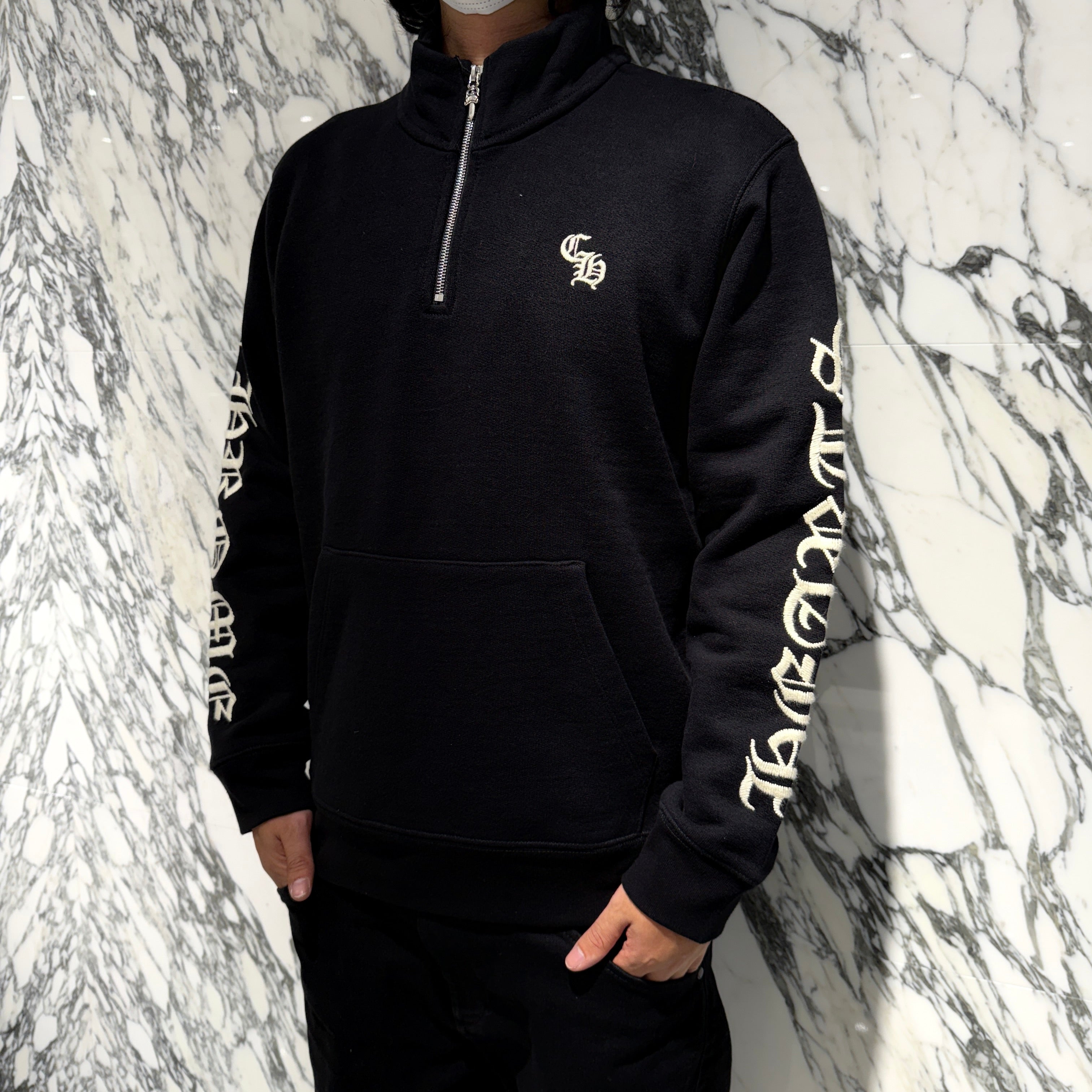 CHROME HEARTS Y NOT SLO RIDE CH Embroidery Half Zip Sweat Shirt Size XL クロムハーツ ワイノット ソロライドCH刺繍ハーフジップスウェットシャツ サイズ XL