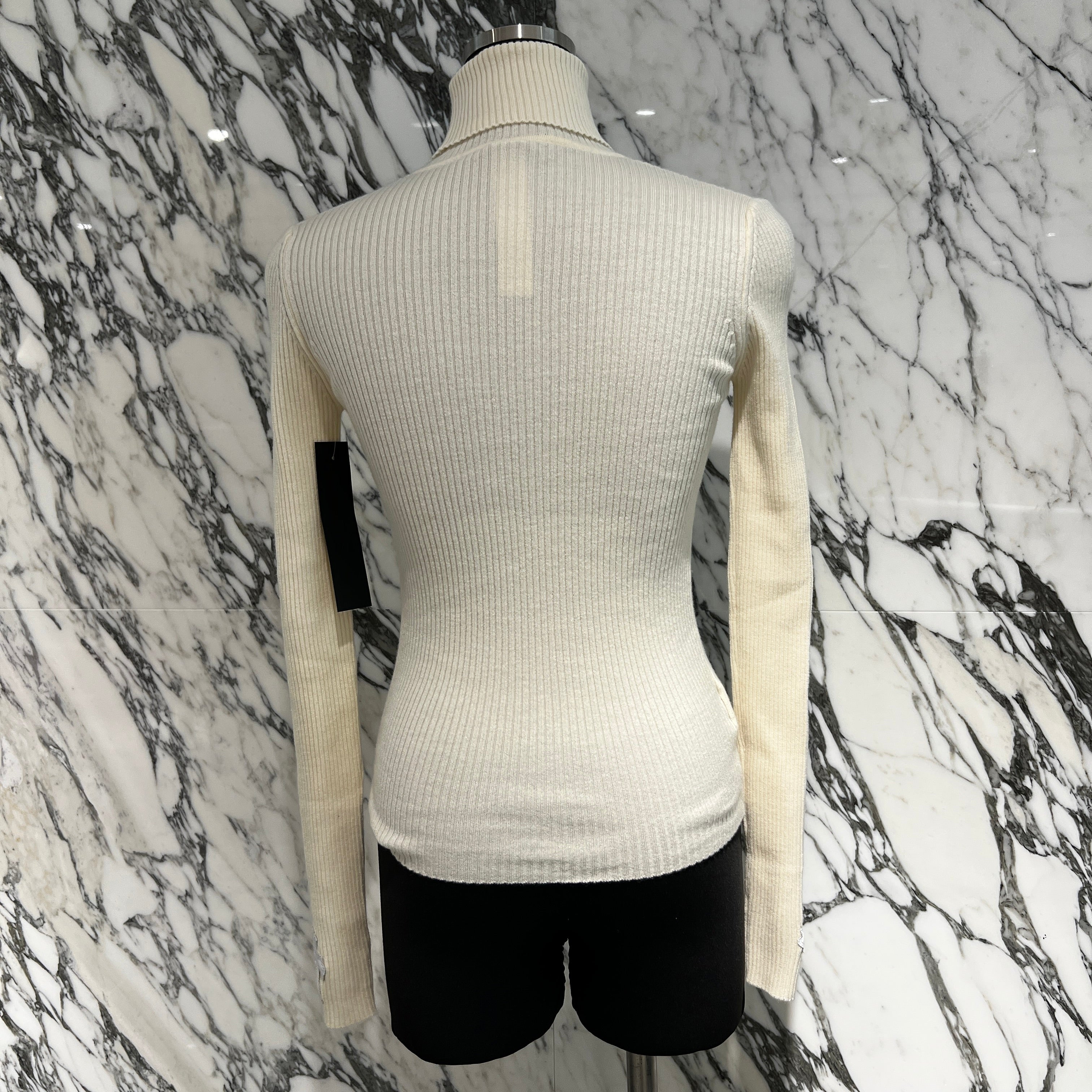 CHROME HEARTS Y NOT Leather Cross Patch Cashmere Turtle Neck Knit Sweater Size M クロムハーツ ワイノット レザークロスパッチ カシミヤ タートルネック ニットセーター サイズM