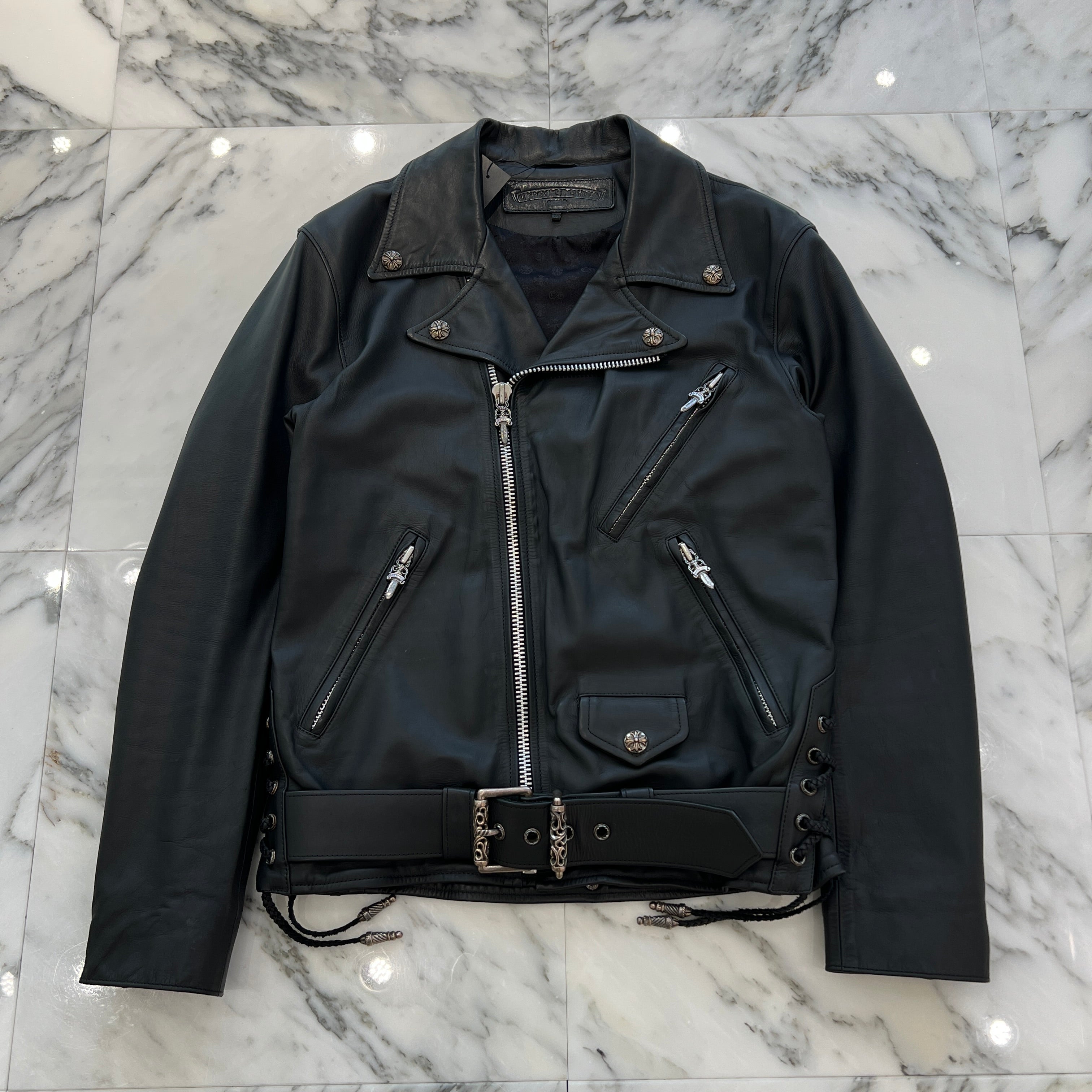 CHROME HEARTS JJ DEAN Dagger Zip Riders Leather Jacket Size M