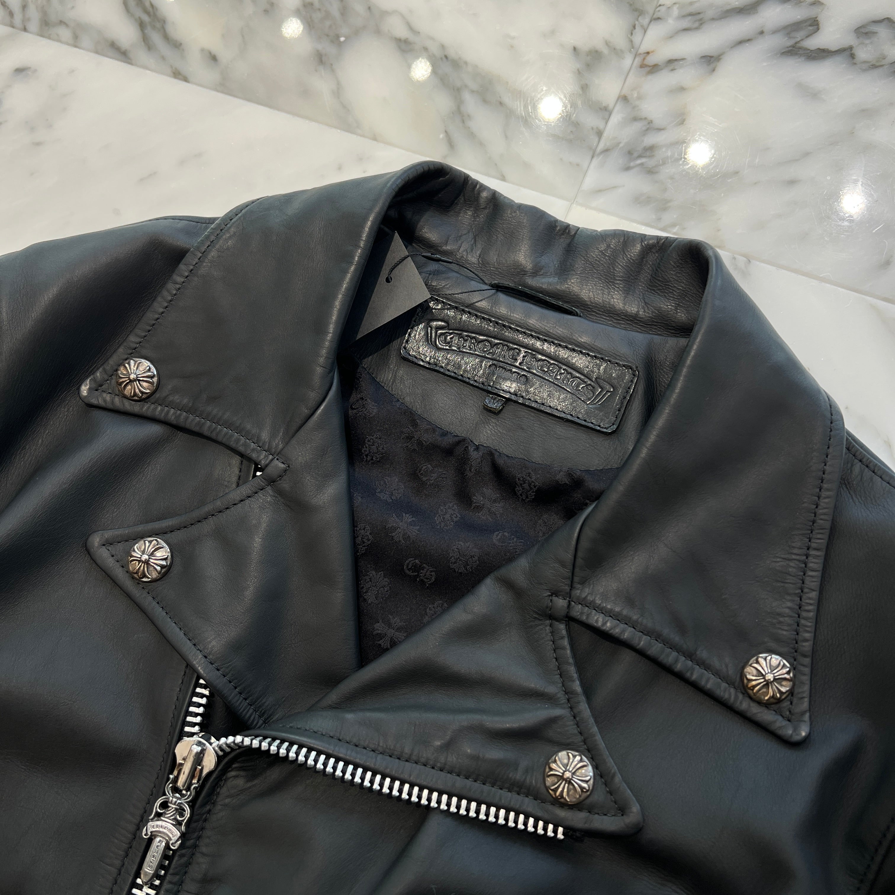 CHROME HEARTS JJ DEAN Dagger Zip Riders Leather Jacket Size M クロムハーツ JJディーン ダガー ジップ ライダース レザージャケット サイズM