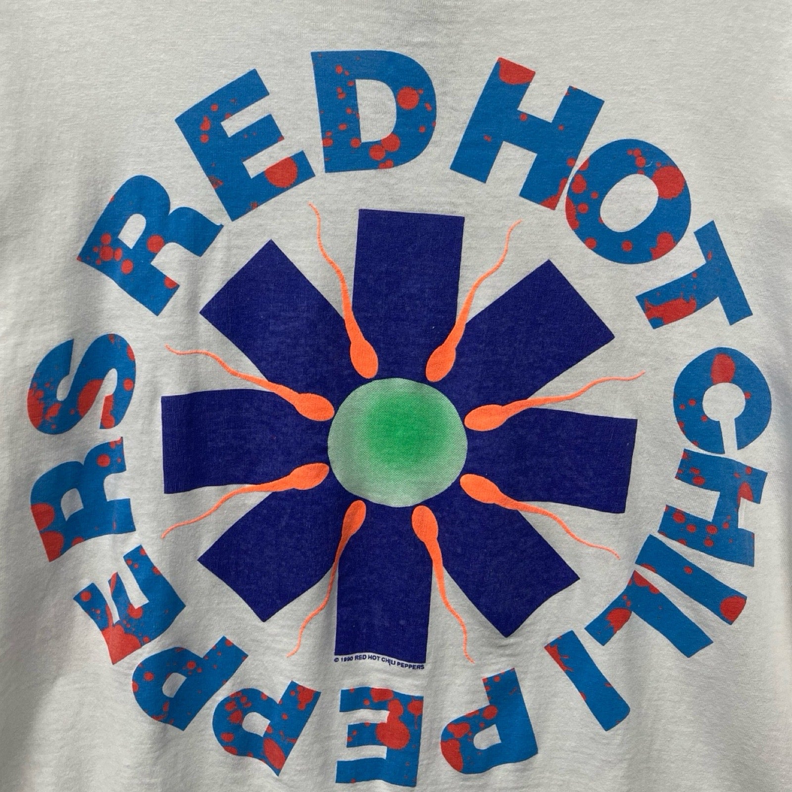 Vintage 90's Red Hot Chili Peppers 1990 "Sperm" Logo S/S Tee Size L
