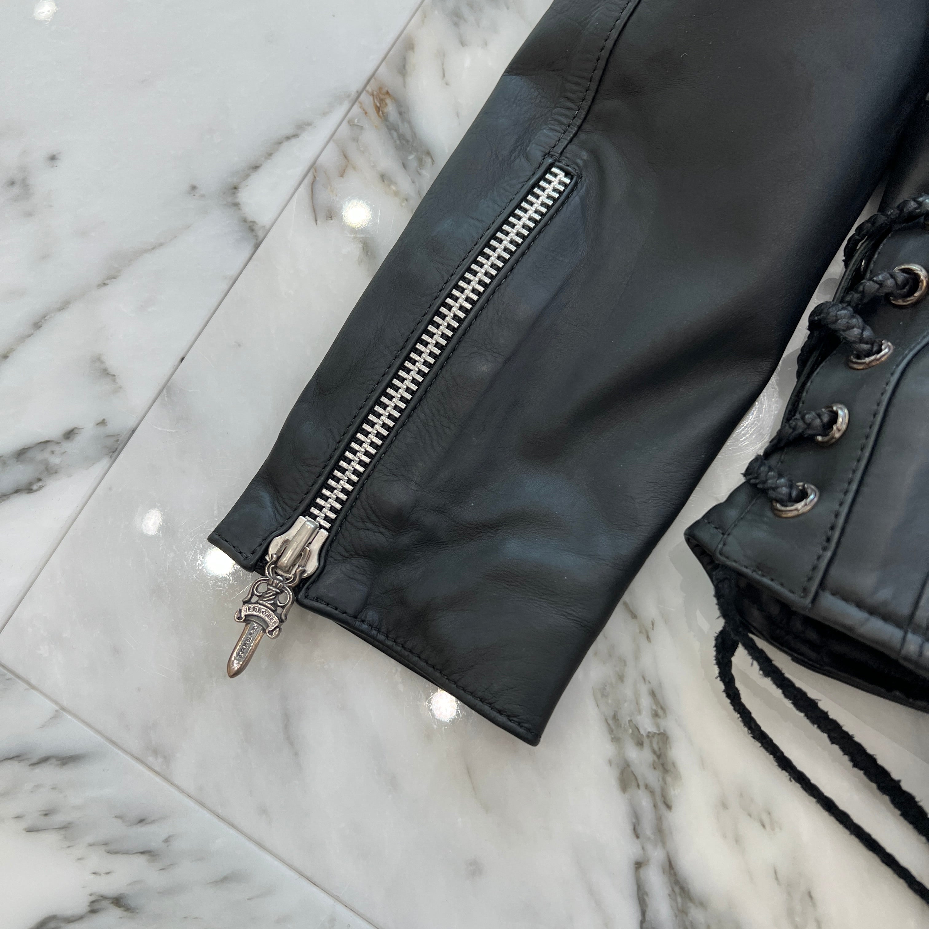 CHROME HEARTS JJ DEAN Dagger Zip Riders Leather Jacket Size M クロムハーツ JJディーン ダガー ジップ ライダース レザージャケット サイズM