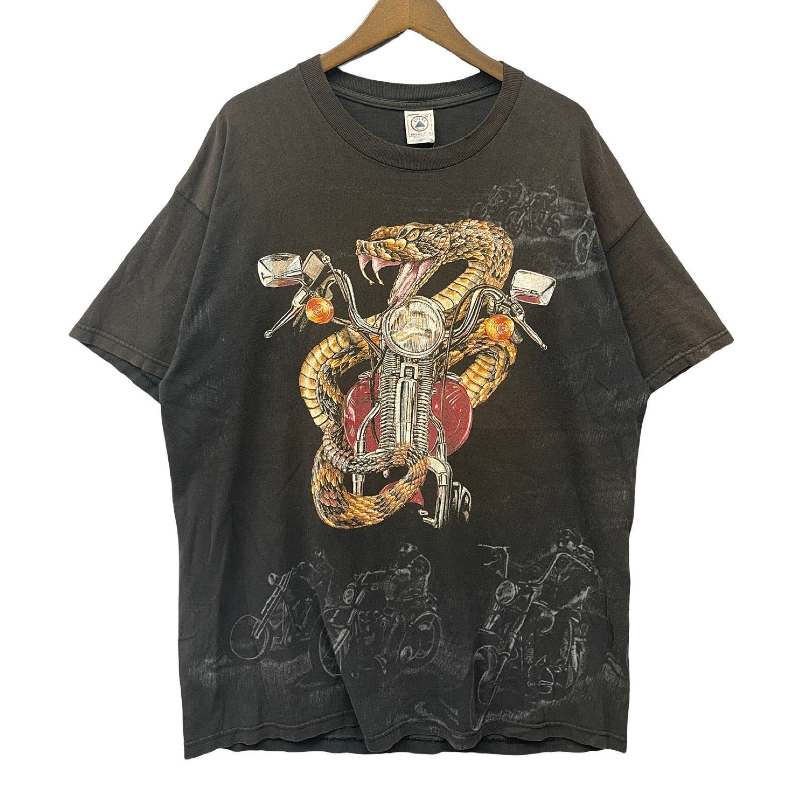 Vintage 90's Harley-Davidson "FRONTIER CUSTOM CYCLES" Snake Emblem S/S Tee Size XL