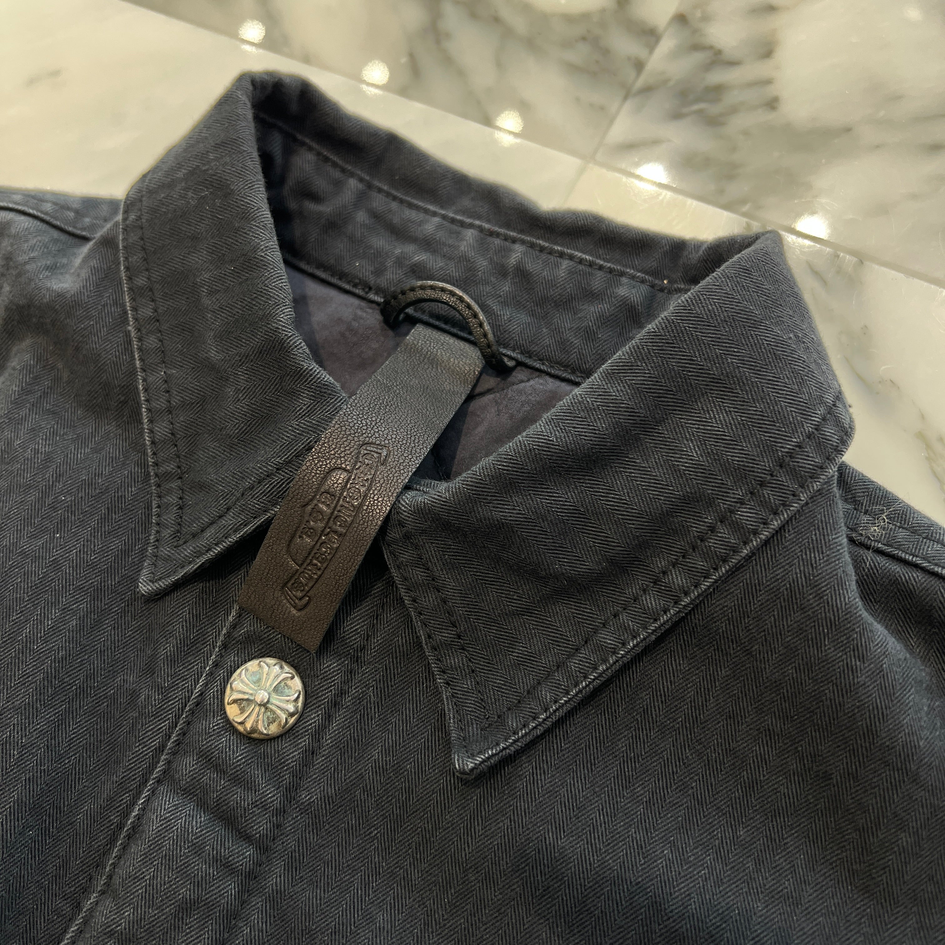 CHROME HEARTS Y NOT WORK DOG Herringbone Shirt Jacket Size M クロムハーツ ワイノット ワークドッグ ヘリンボーン シャツジャケット サイズM