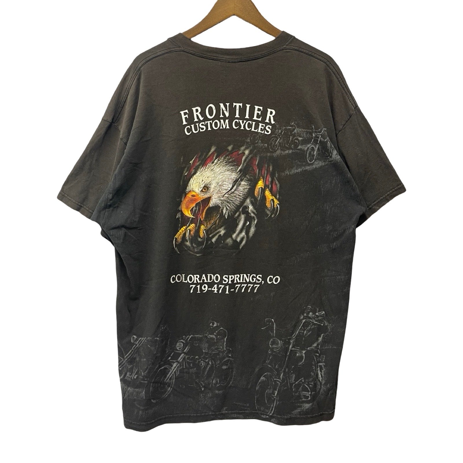 Vintage 90's Harley-Davidson "FRONTIER CUSTOM CYCLES" Snake Emblem S/S Tee Size XL