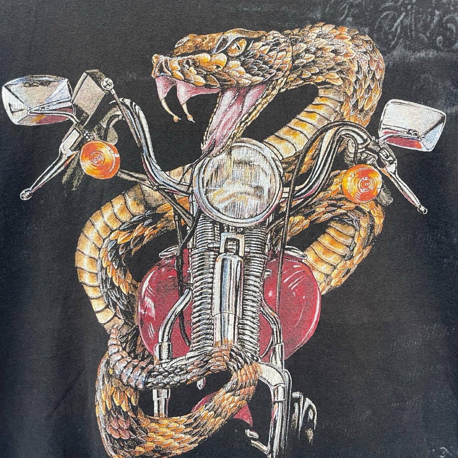 Vintage 90's Harley-Davidson "FRONTIER CUSTOM CYCLES" Snake Emblem S/S Tee Size XL
