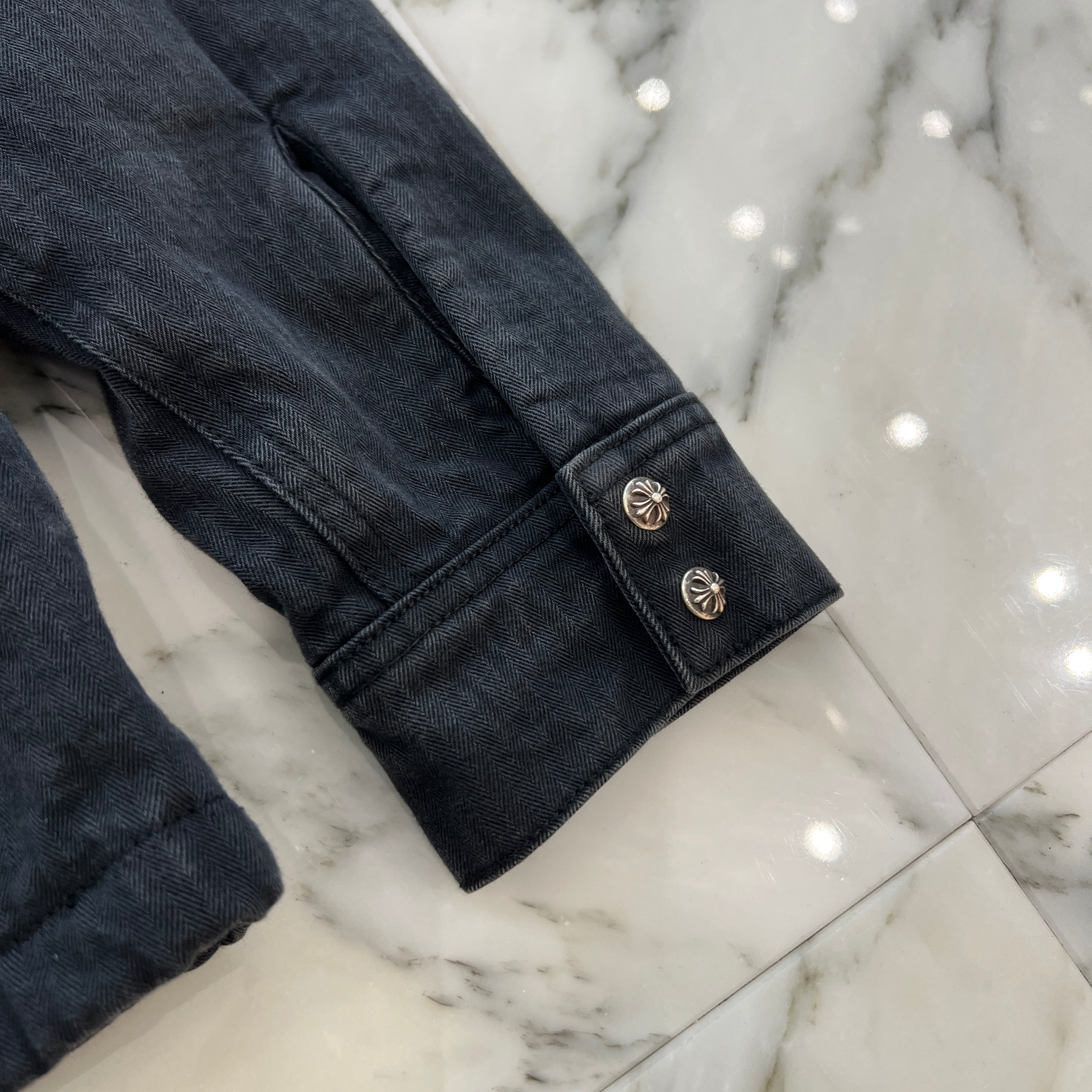 CHROME HEARTS Y NOT WORK DOG Herringbone Shirt Jacket Size M クロムハーツ ワイノット ワークドッグ ヘリンボーン シャツジャケット サイズM