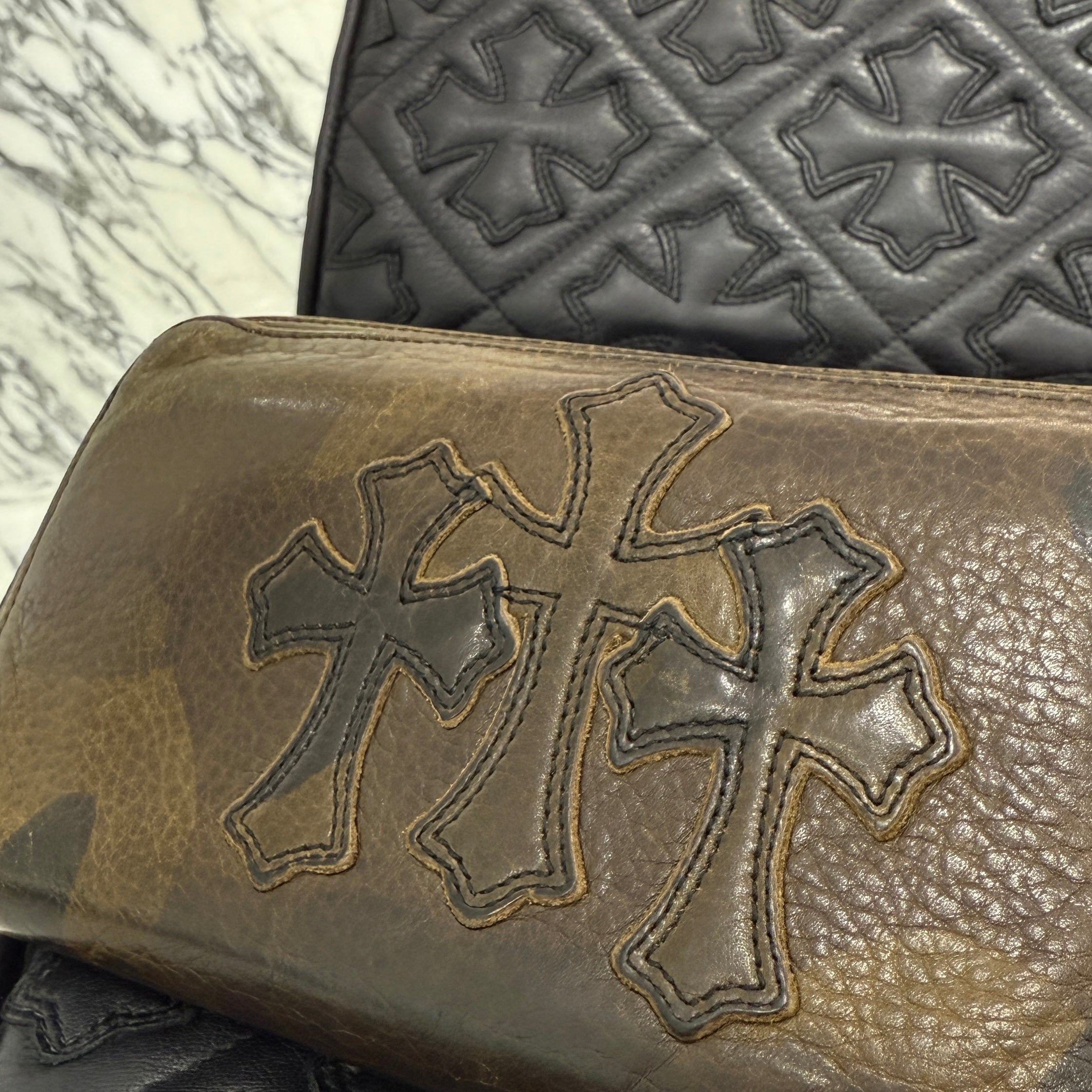 CHROME HEARTS Camo 3 Cemetery Cross Leather Patch REC F ZIP #2