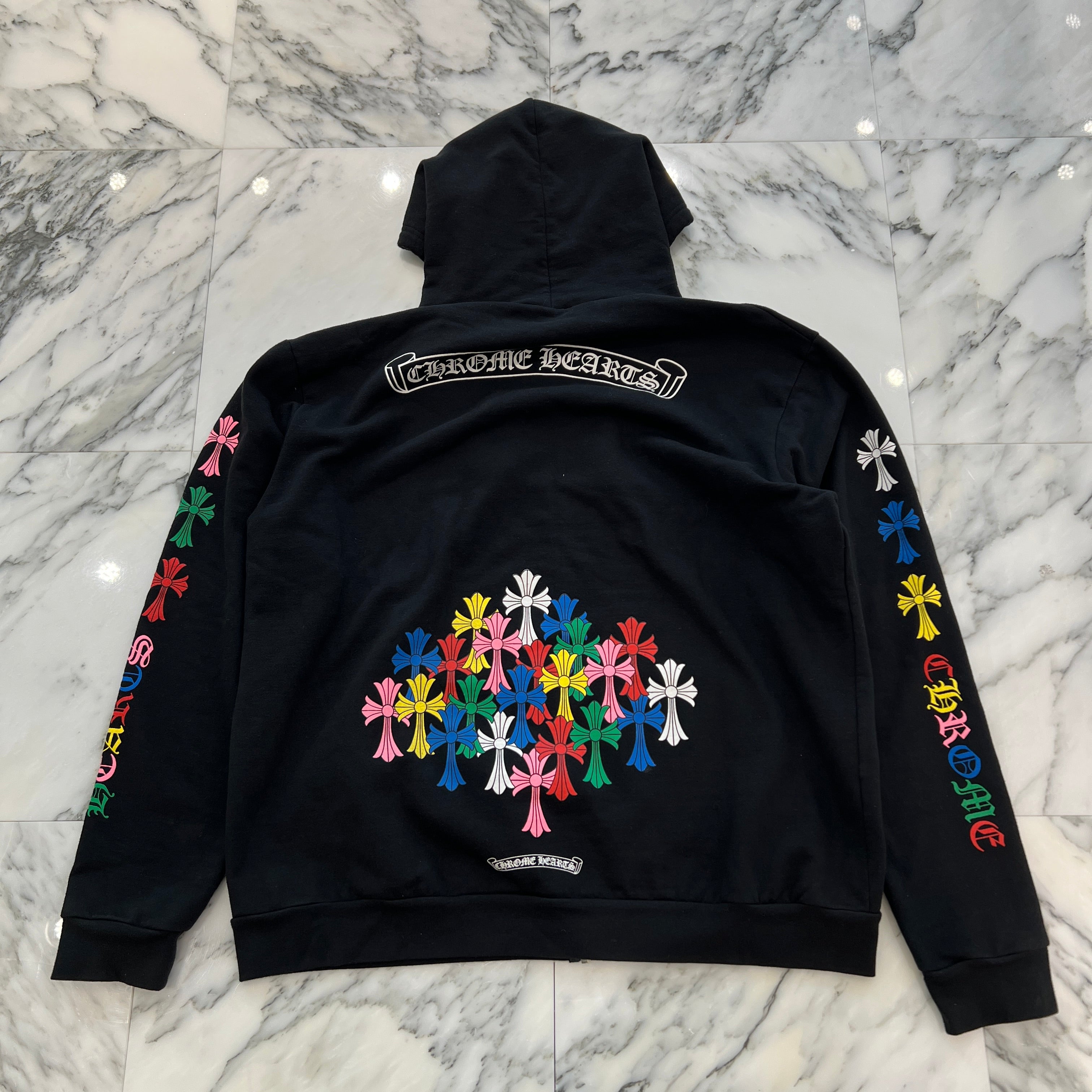 CHROME HEARTS Multi Color Cemetery Cross Zip Up Hoodie Size XL クロムハーツ マルチカラー セメタリークロス ジップアップ フーディ サイズXL