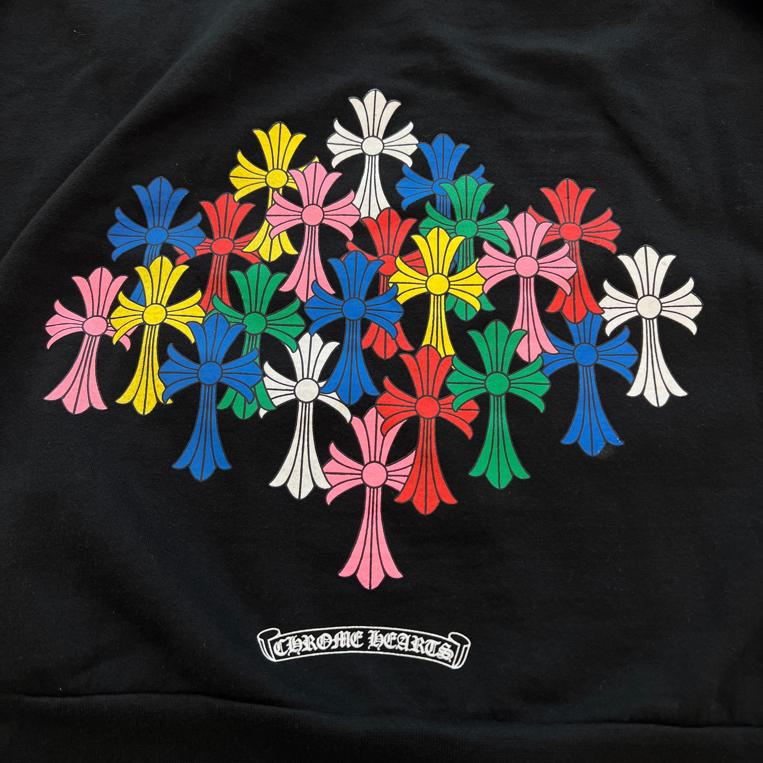 CHROME HEARTS Multi Color Cemetery Cross Zip Up Hoodie Size XL クロムハーツ マルチカラー セメタリークロス ジップアップ フーディ サイズXL