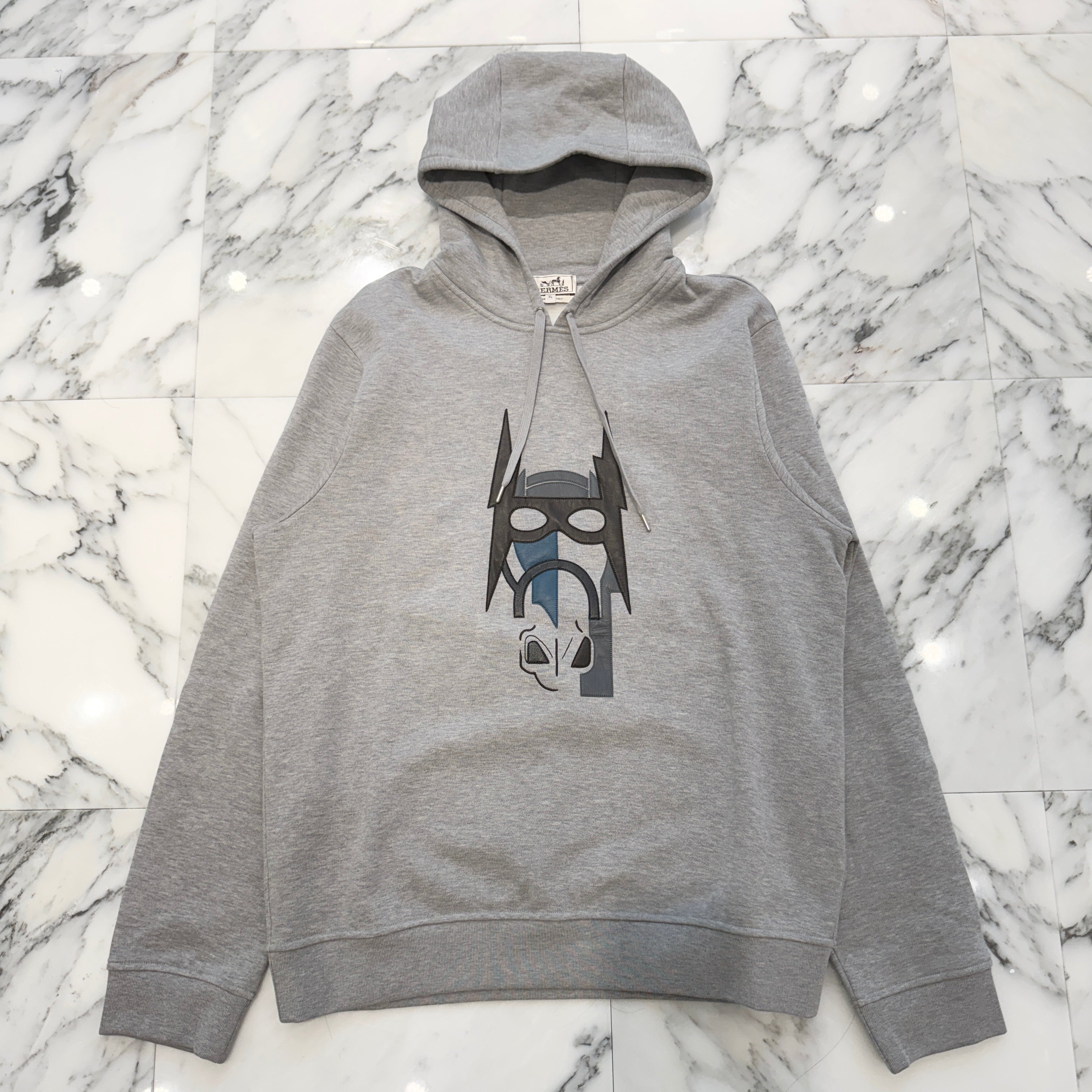 HERMES 2022AW Horse Leather Patch Pullover Hoodie Size XL エルメス ホースレザーパッチ プルオーバーフーディ サイズ XL