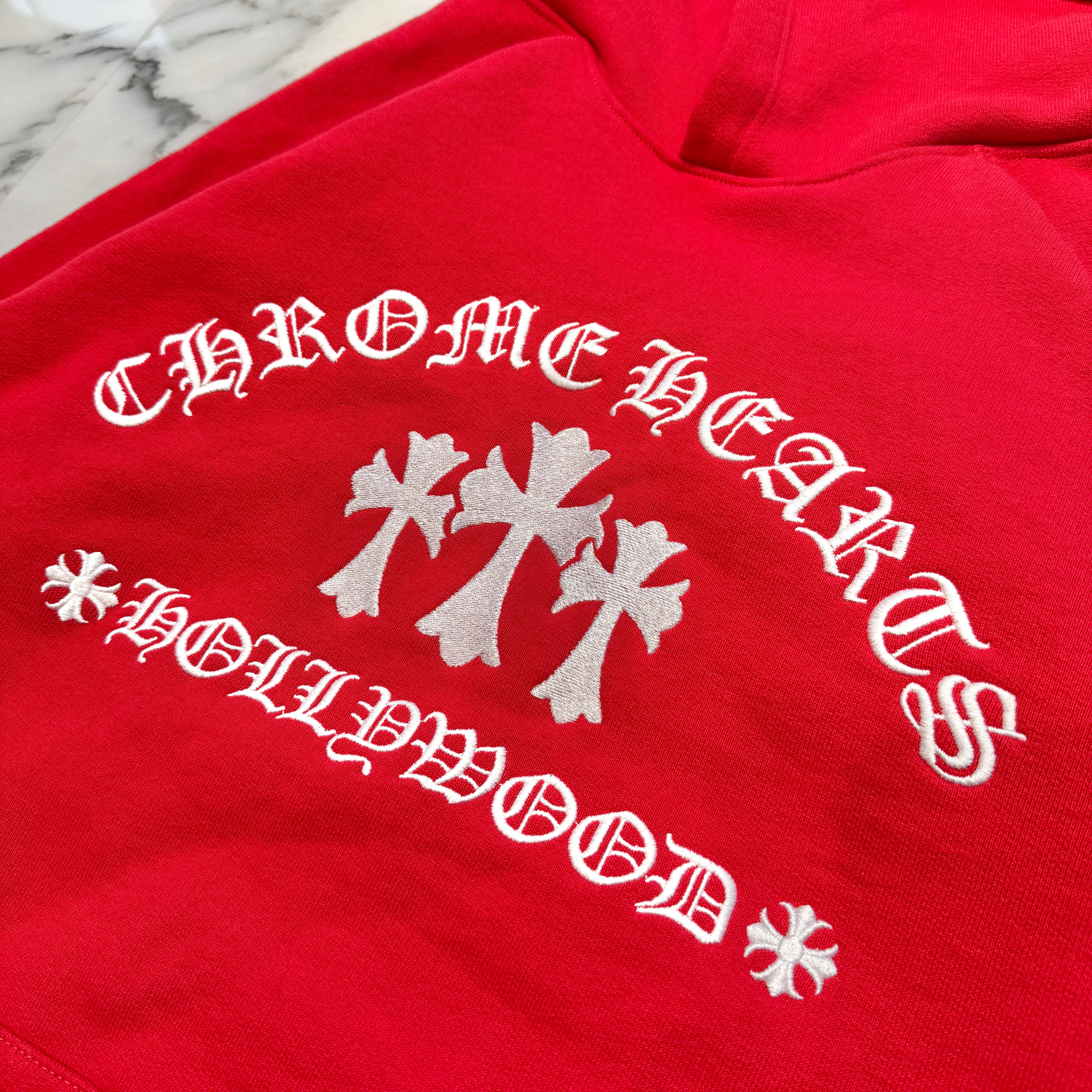 CHROME HEARTS King Taco 3 Cemetery Cross Embroidery Pullover Hoodie Size XL