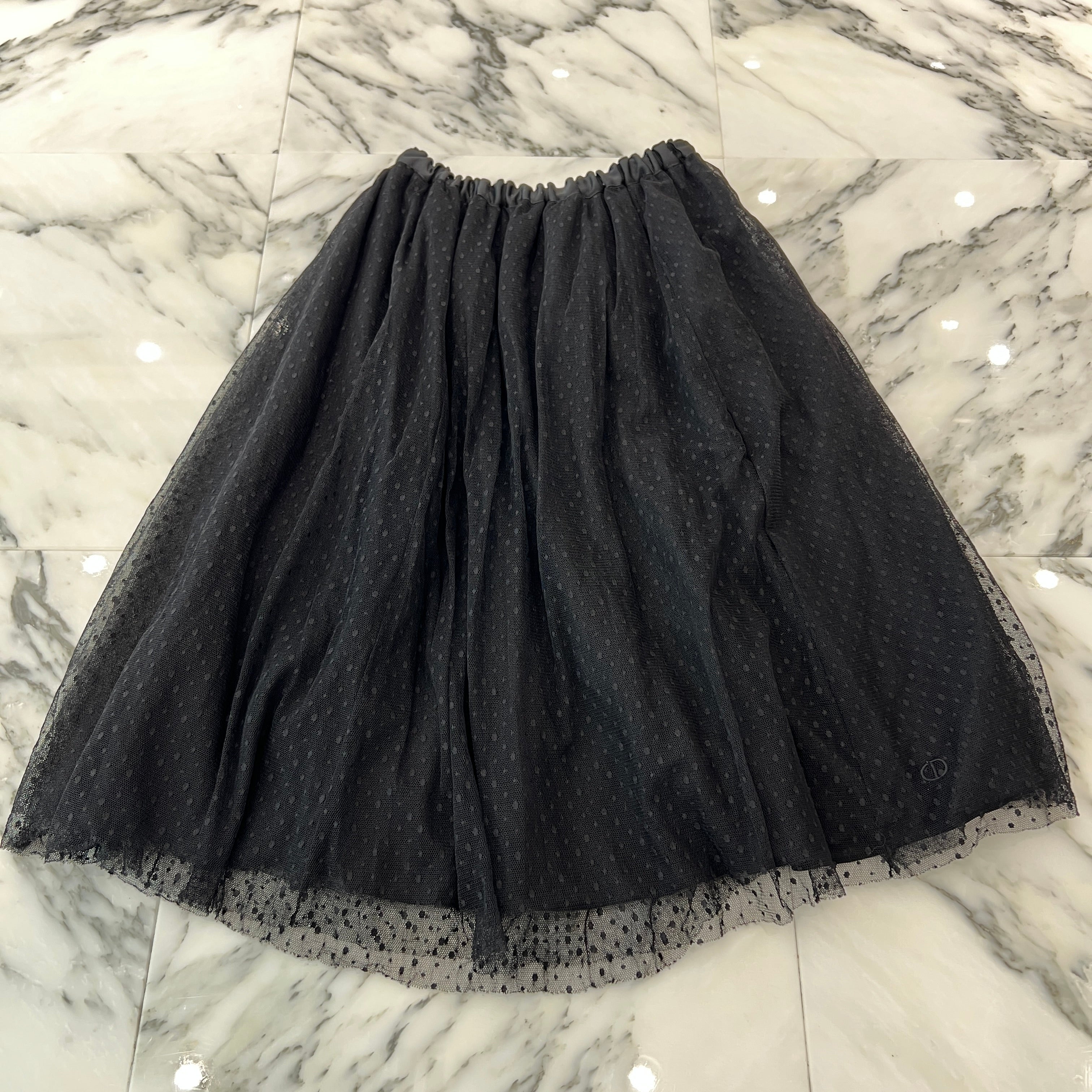 Christian Dior 黒ドット柄チュールスカート DIOR Christian Dior Dots Tulle Skirt 0WBM11SKT1 Size 8