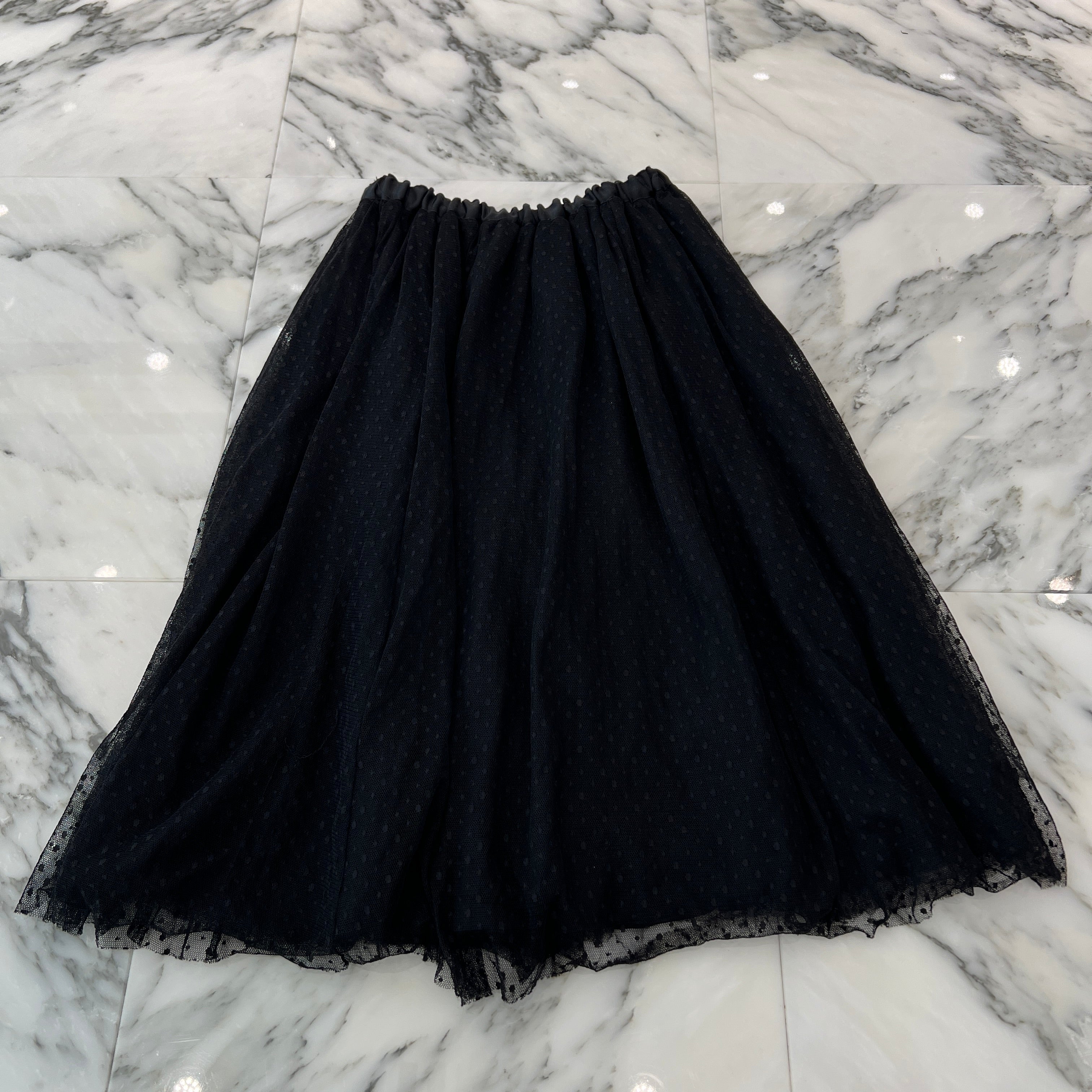 Christian Dior ドットチュール プリーツスカート ネイビー 34 wine-king_2888800000010316