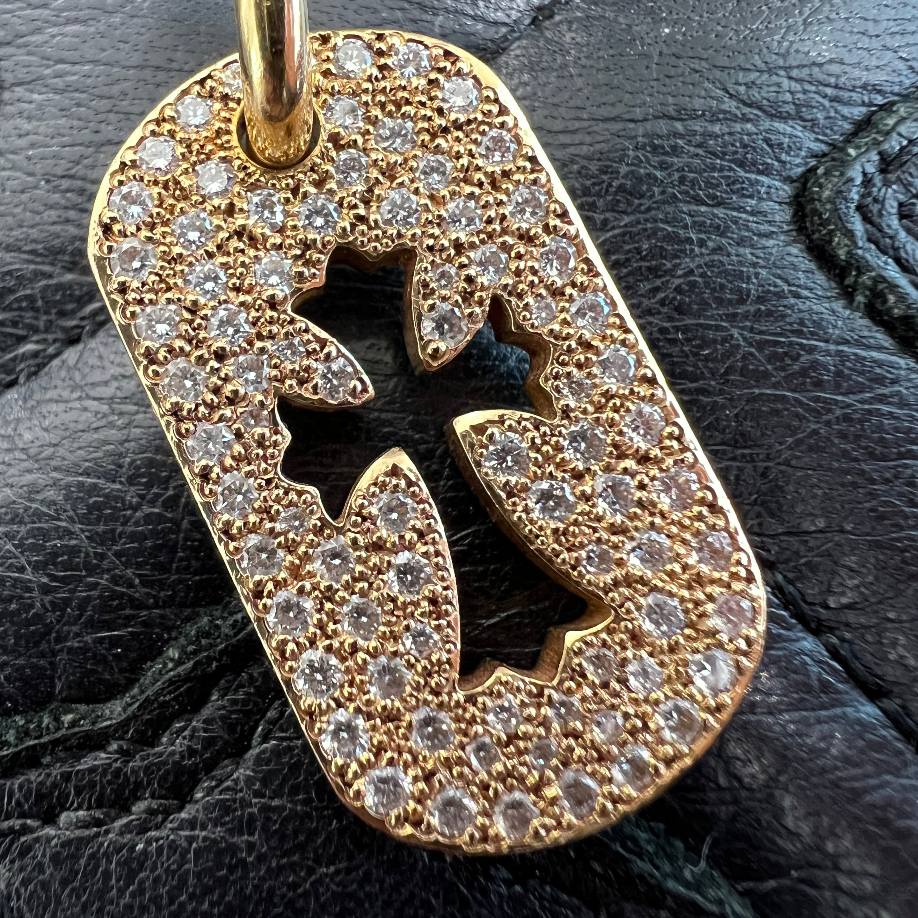 CHROME HEARTS 22K Small Cut Out Cross Dock Tag Pendant Charm Pave