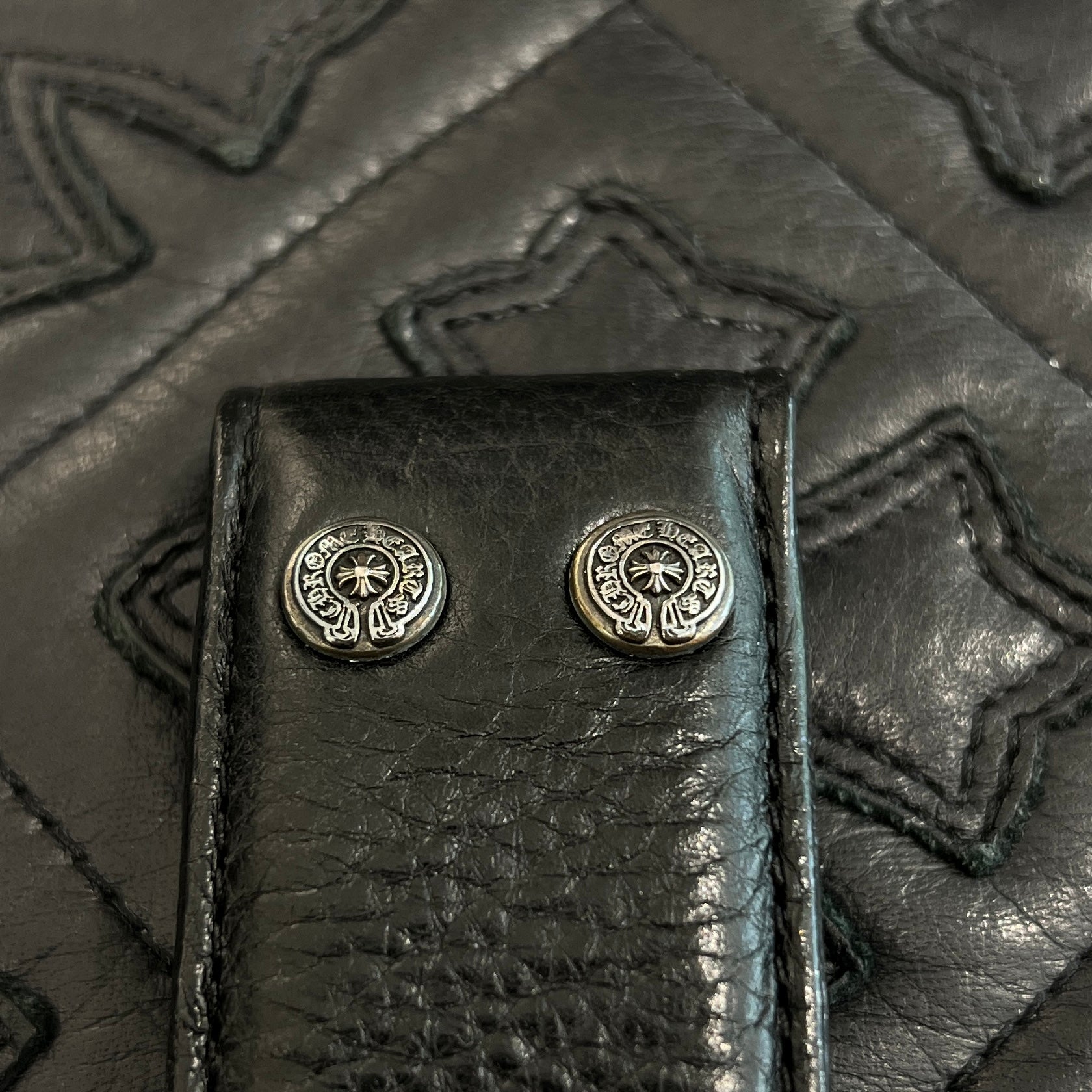 CHROME HEARTS Zero Pyramid Space Punk Studs Leather Belt Size 36 クロムハーツ ゼロピラミッドスペースパンクスタッズ レザーベルト サイズ36