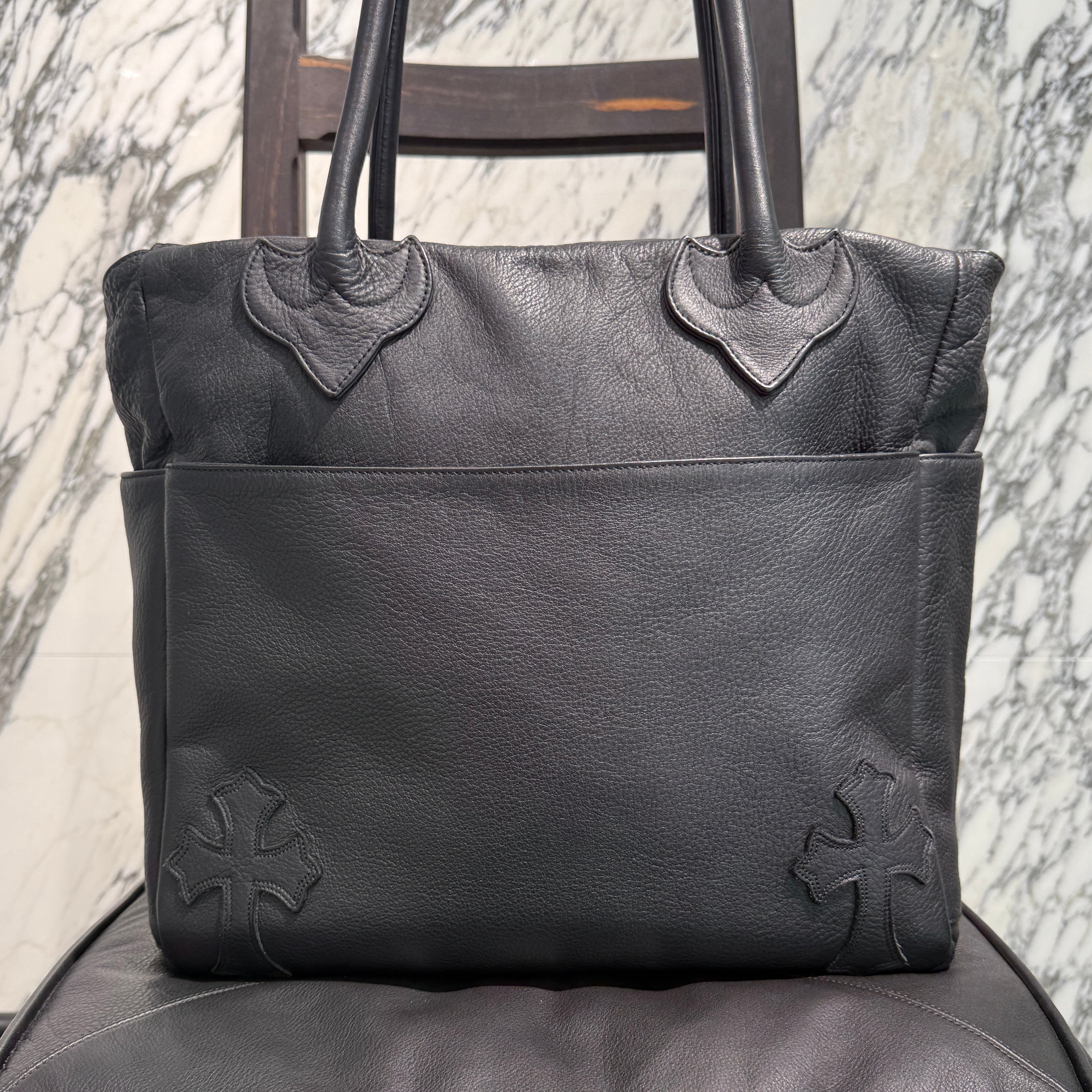 CHROME HEARTS BS Flare 4 Pocket Cross Leather Patch Tote Bag クロムハ―ツ BSフレア 4ポケット クロスレザーパッチ トートバッグ