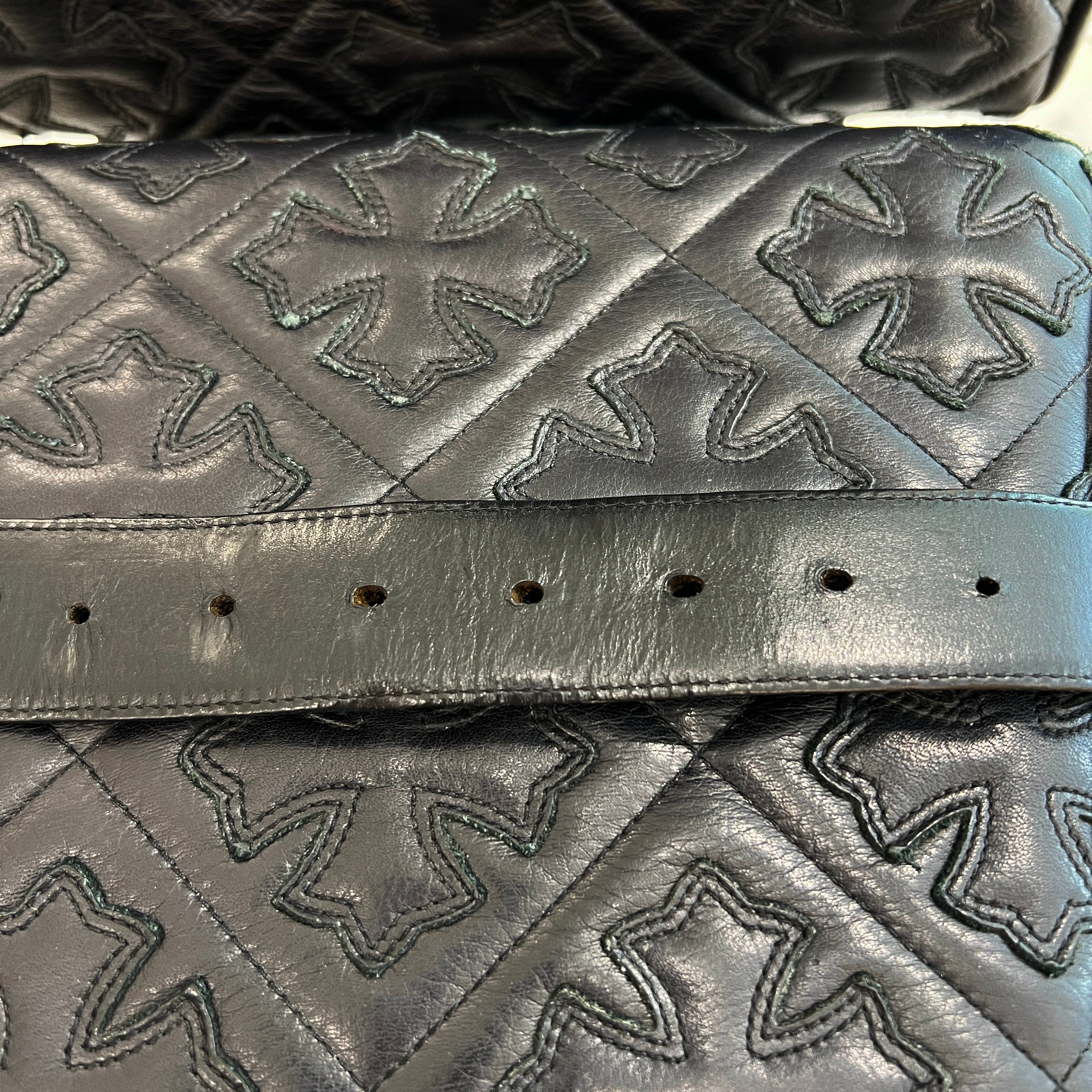 CHROME HEARTS Zero Pyramid Space Punk Studs Leather Belt Size 36 クロムハーツ ゼロピラミッドスペースパンクスタッズ レザーベルト サイズ36