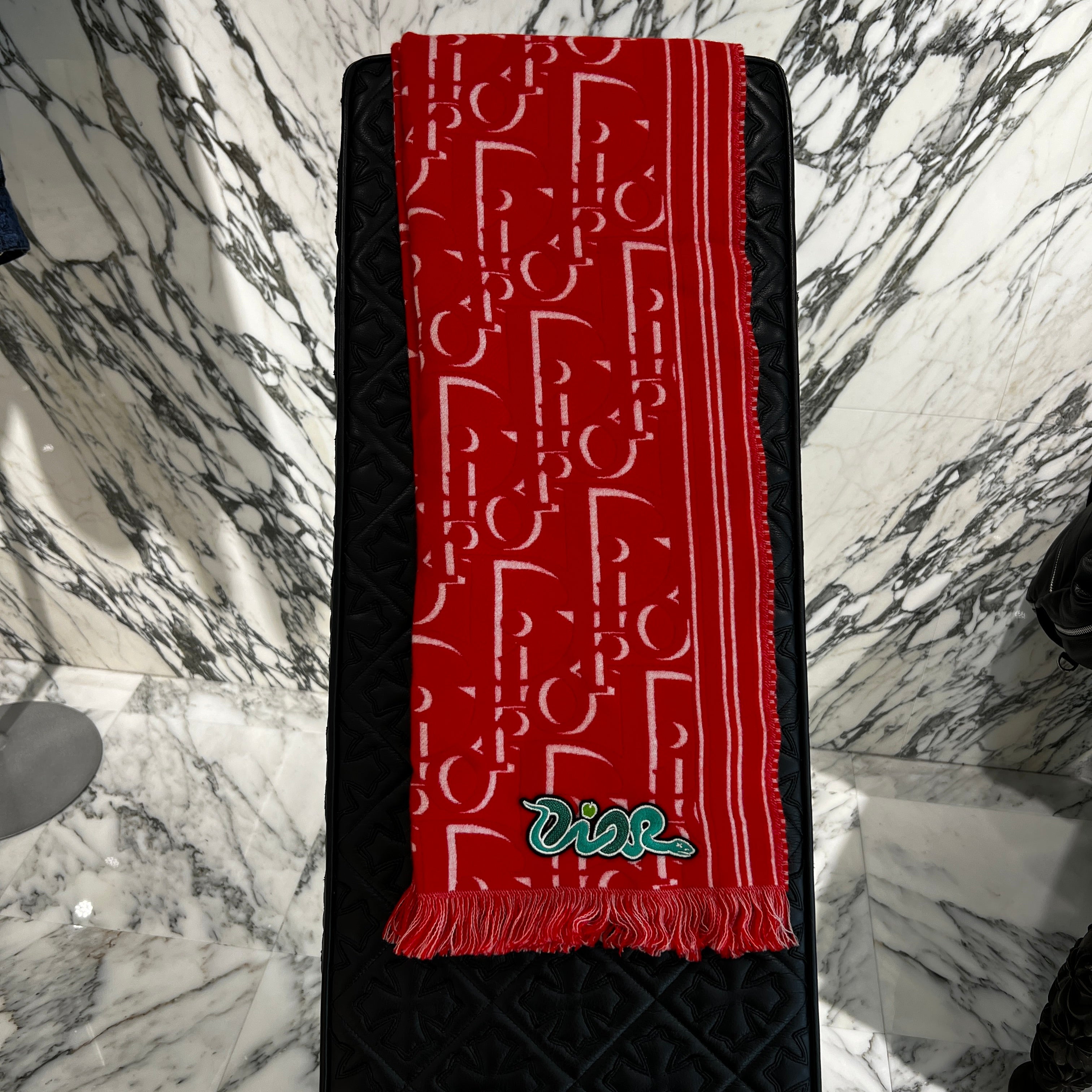 DIOR × Kaws 2025SS Snake Embroidered Wool Scarf 51E0007A1015 ディオール×カウズ スネーク刺繡 ウールスカーフ