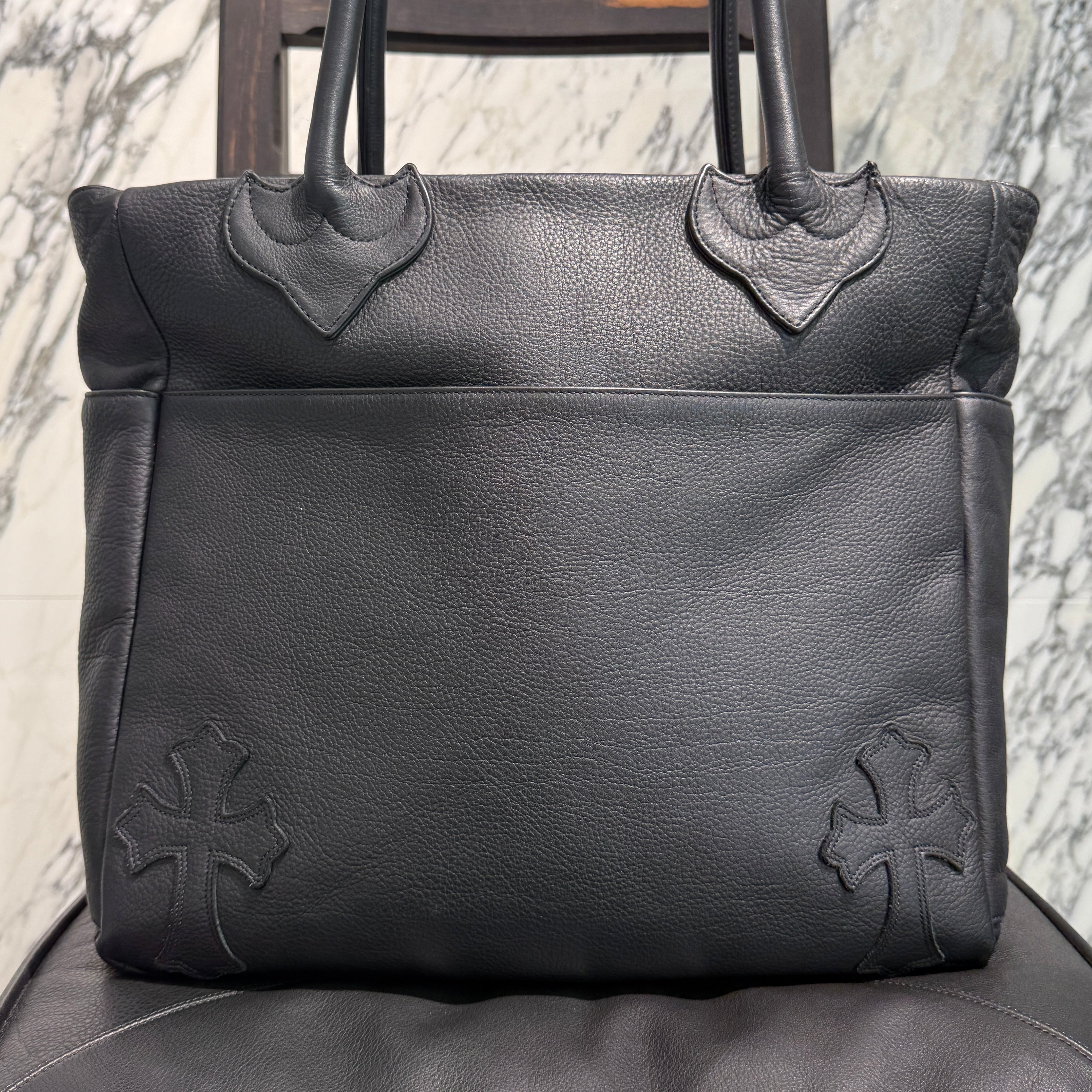CHROME HEARTS BS Flare 4 Pocket Cross Leather Patch Tote Bag クロムハ―ツ BSフレア 4ポケット クロスレザーパッチ トートバッグ