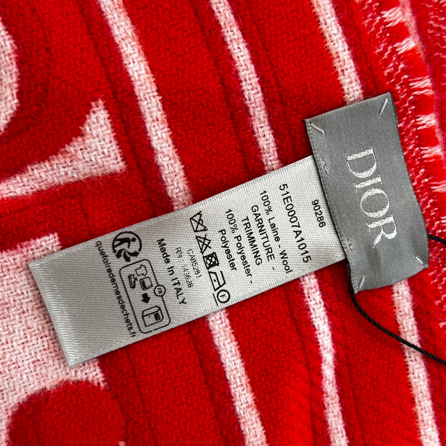 DIOR × Kaws 2025SS Snake Embroidered Wool Scarf 51E0007A1015