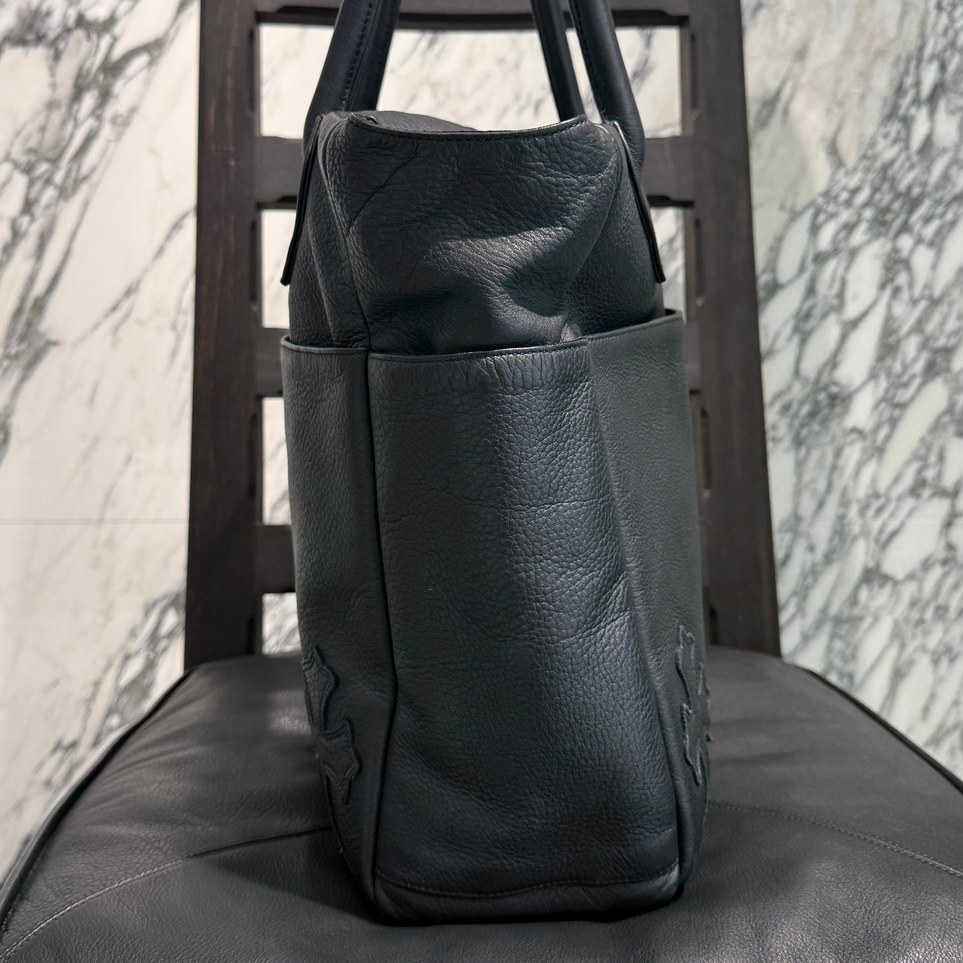 CHROME HEARTS BS Flare 4 Pocket Cross Leather Patch Tote Bag クロムハ―ツ BSフレア 4ポケット クロスレザーパッチ トートバッグ