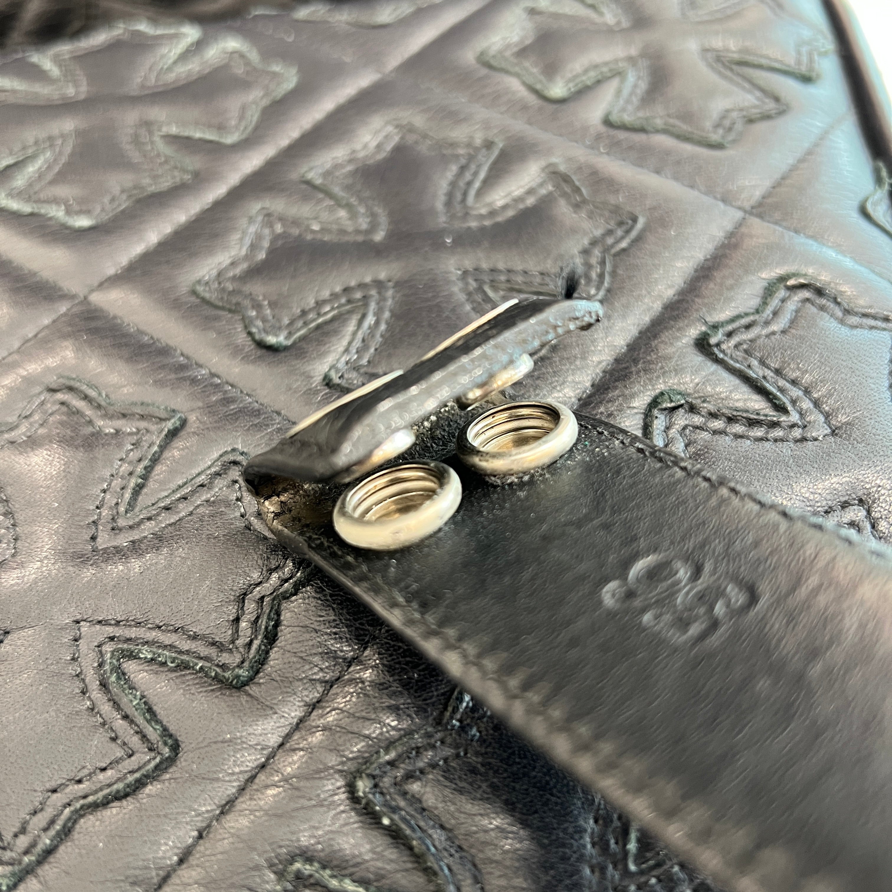 CHROME HEARTS Zero Pyramid Space Punk Studs Leather Belt Size 36 クロムハーツ ゼロピラミッドスペースパンクスタッズ レザーベルト サイズ36