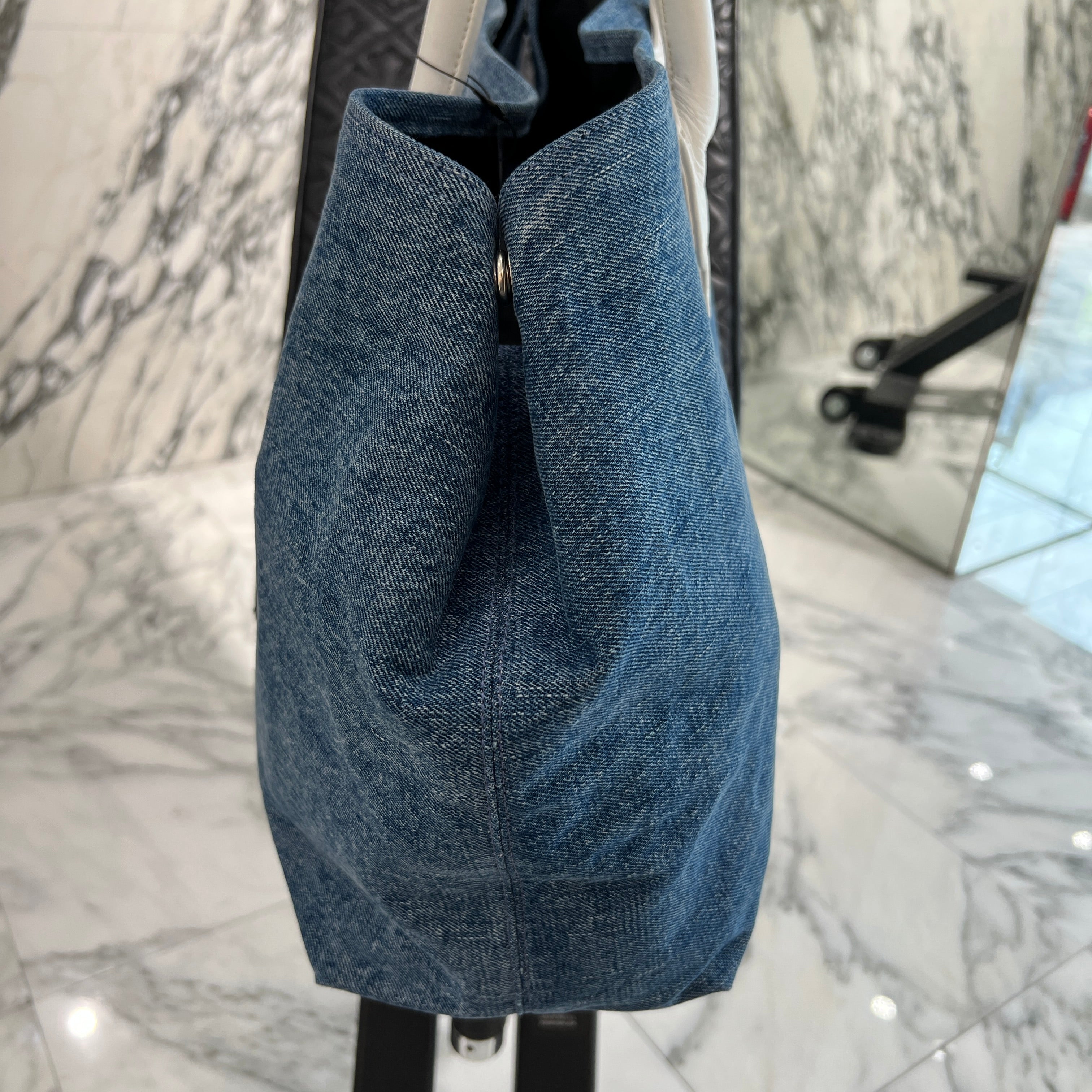 CHROME HEARTS Silver 1 Large Cross Patch Denim Tote Bag クロムハーツ シルバー 1ラージクロスパッチ デニム トートバッグ