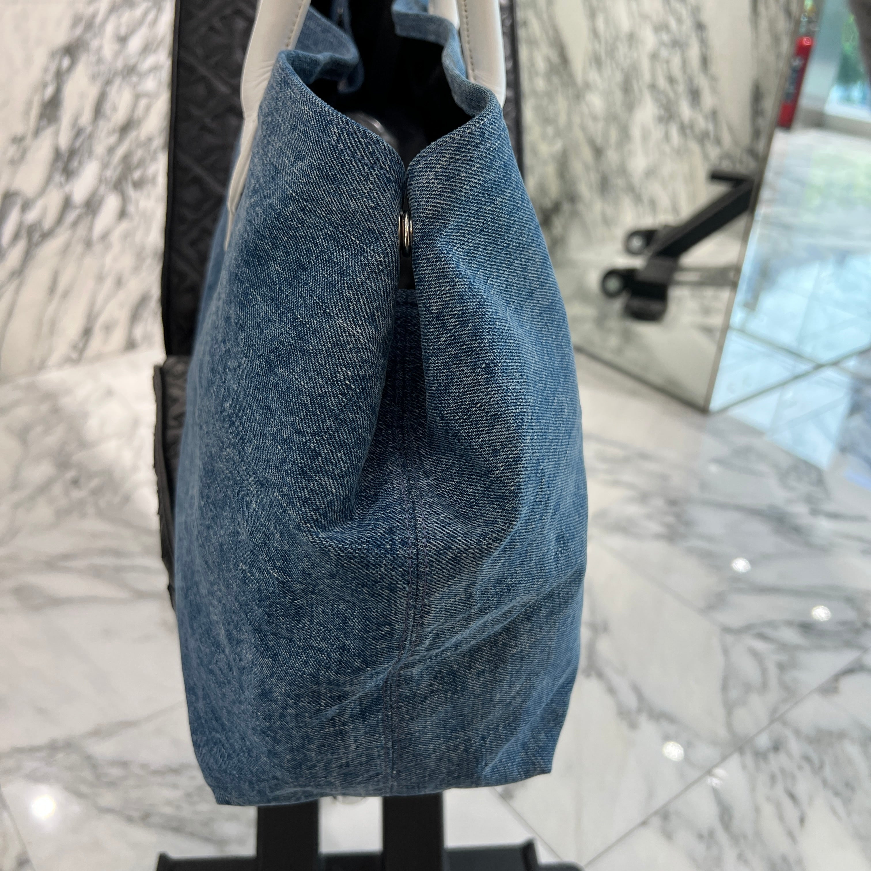 CHROME HEARTS Silver 1 Large Cross Patch Denim Tote Bag クロムハーツ シルバー 1ラージクロスパッチ デニム トートバッグ