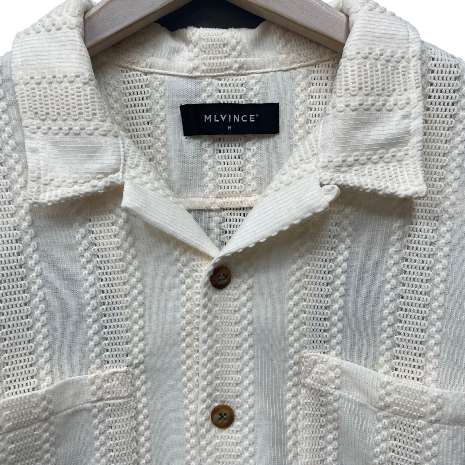 MLVINCE 2024SS Striped Lace S/S Shirt MV24SS05-SLS21WH Size M