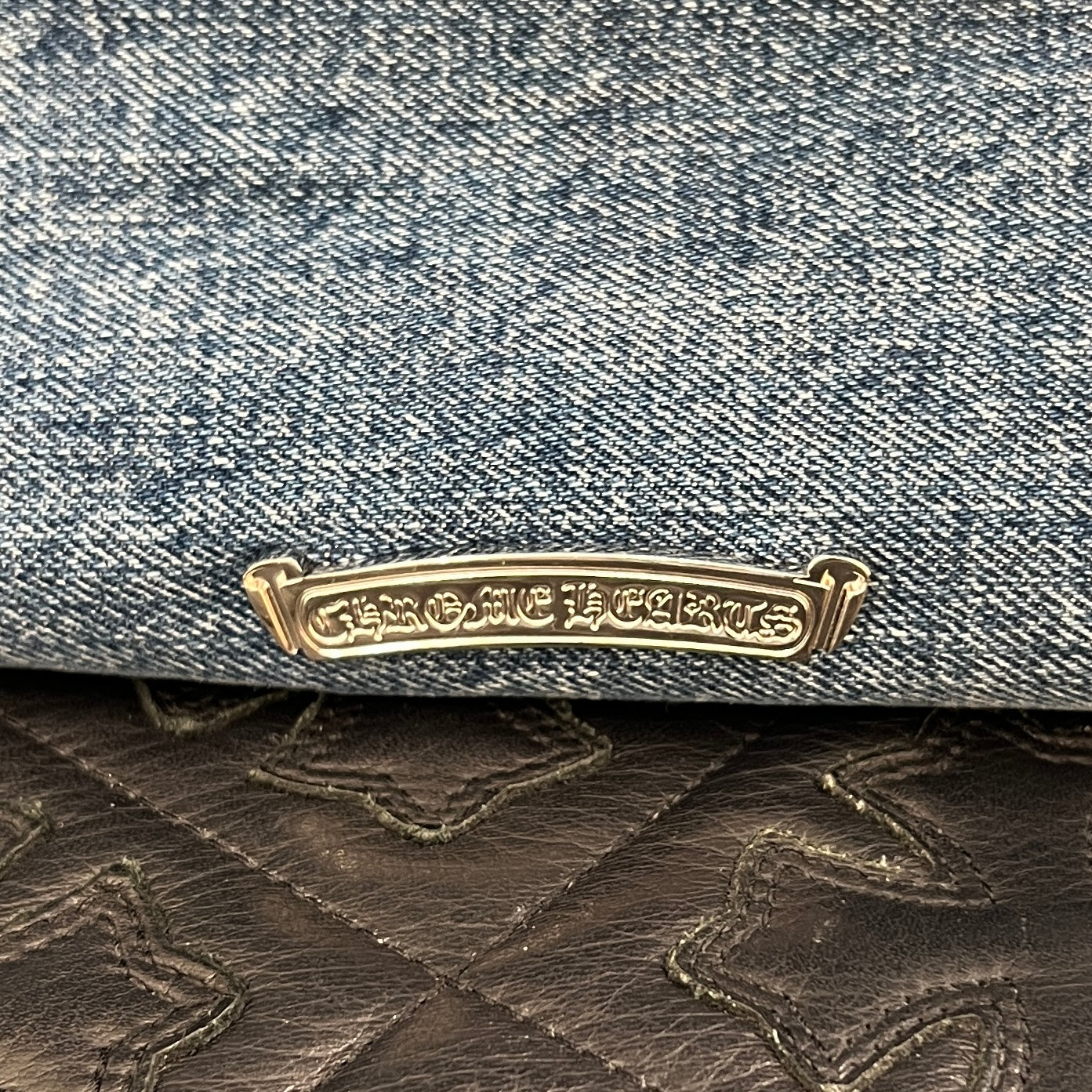 CHROME HEARTS Silver 1 Large Cross Patch Denim Tote Bag クロムハーツ シルバー 1ラージクロスパッチ デニム トートバッグ