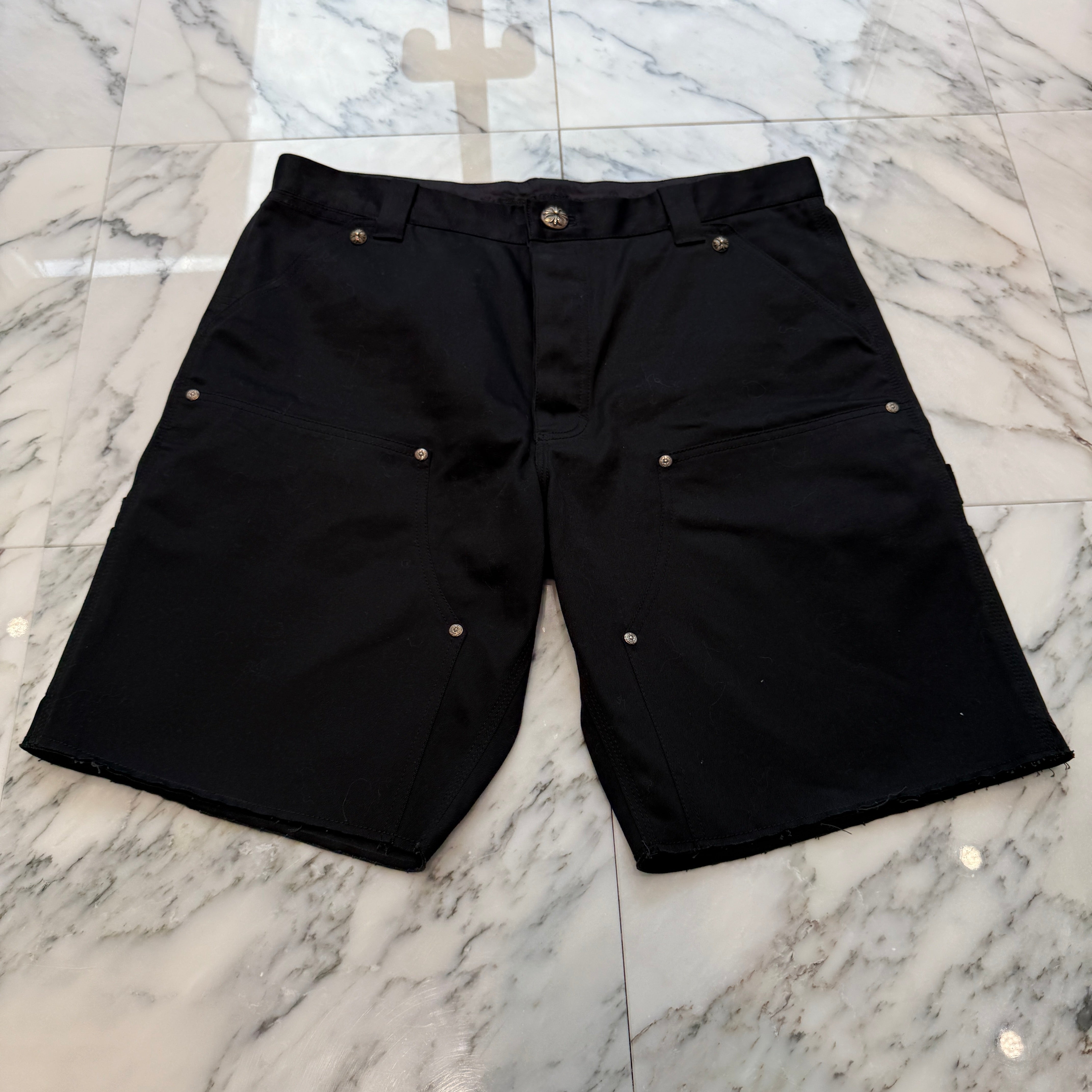 CHROME HEARTS Carpenter Cross Ball Button Denim Shorts Size 33 クロムハーツ カーペンター クロスボールボタン デニムショーツ サイズ33