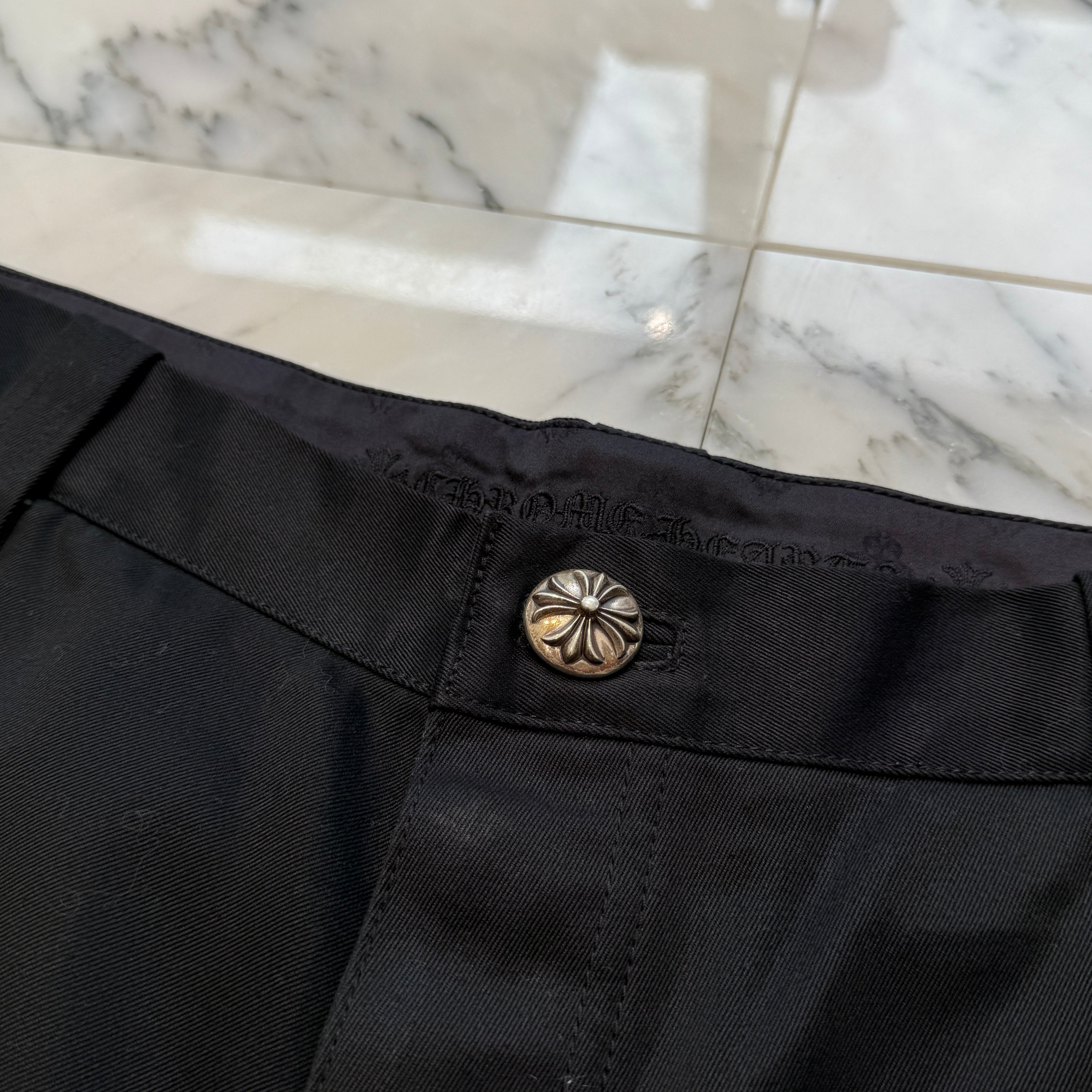 CHROME HEARTS Carpenter Cross Ball Button Denim Shorts Size 34 クロムハーツ カーペンター クロスボールボタン デニムショーツ サイズ34