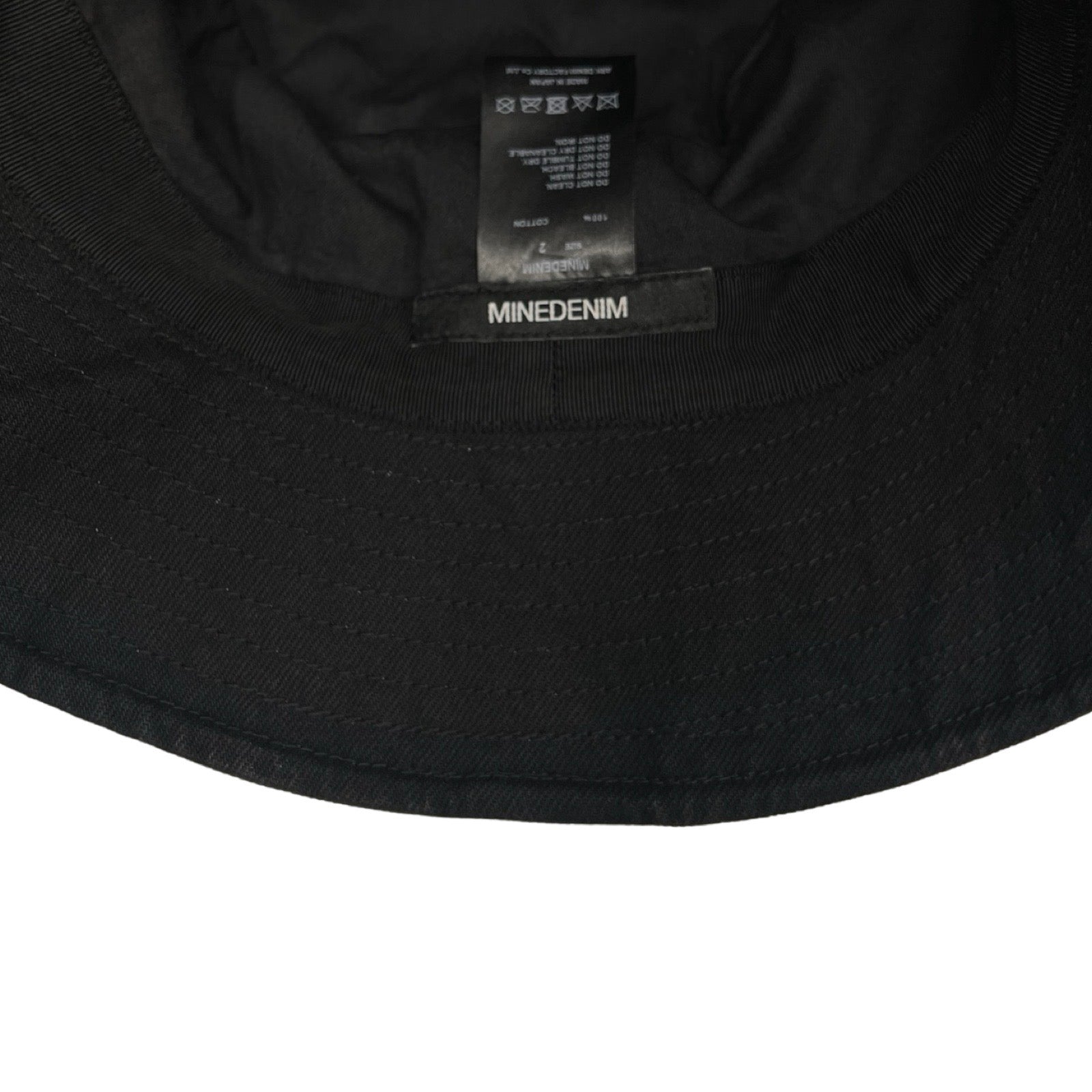 MINEDENIM Black Denim Bucket Hat 2109-0001 Size 2