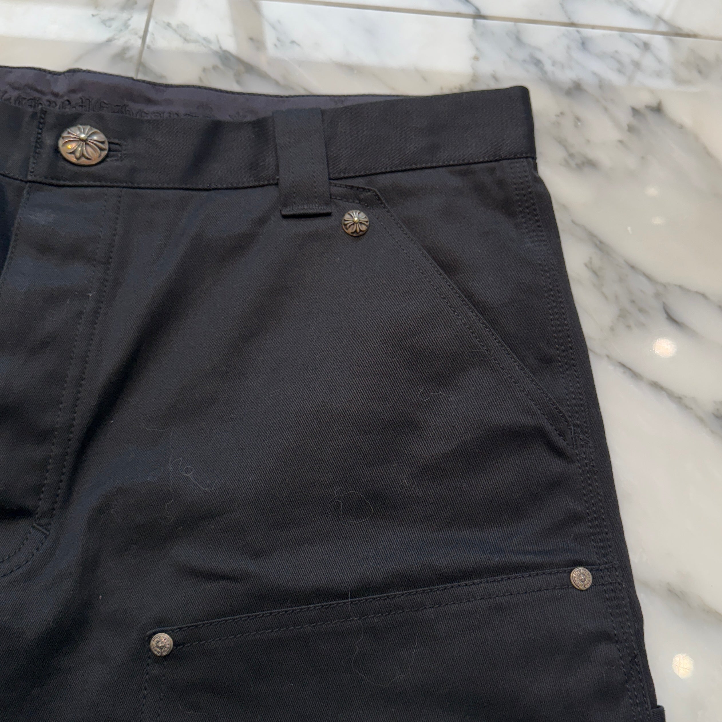 CHROME HEARTS Carpenter Cross Ball Button Denim Shorts Size 34 クロムハーツ カーペンター クロスボールボタン デニムショーツ サイズ34