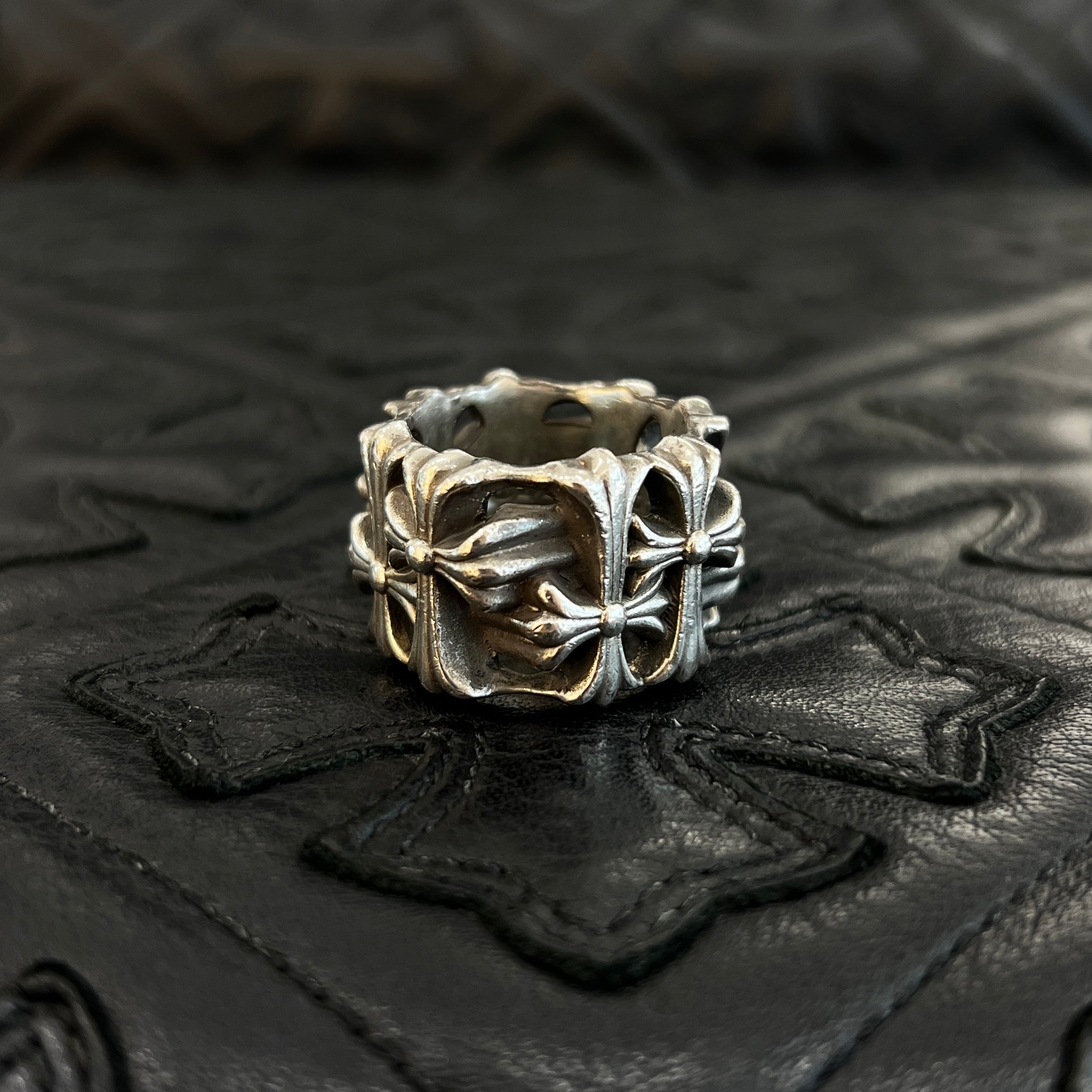 CHROME HEARTS Square Cemetery Cross Ring Size 22号 クロム
