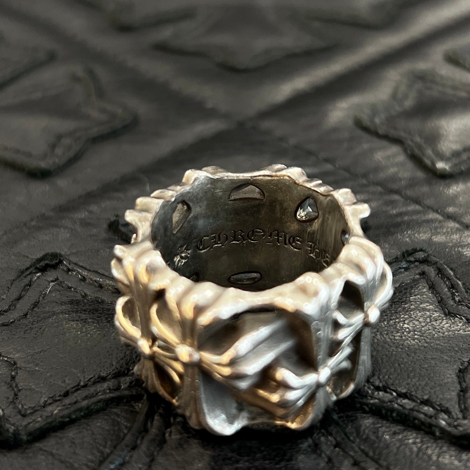 CHROME HEARTS Square Cemetery Cross Ring Size 22号 クロム